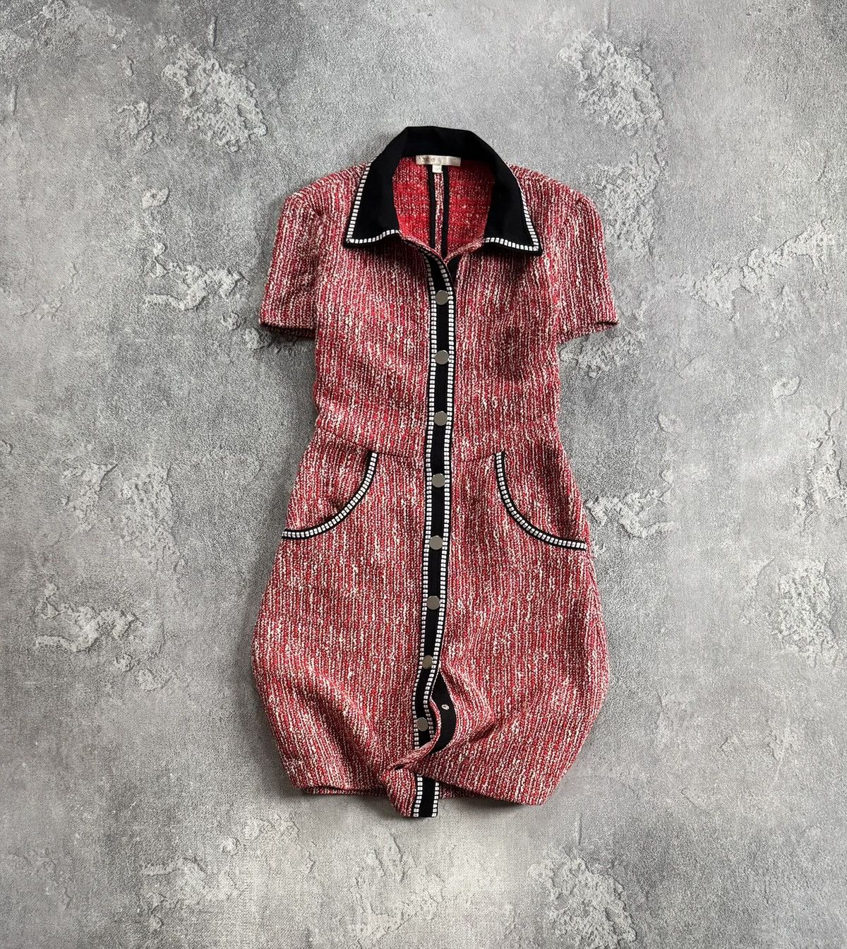 Maje 34size red button up Renati Tweed Bucle mini dress 👗