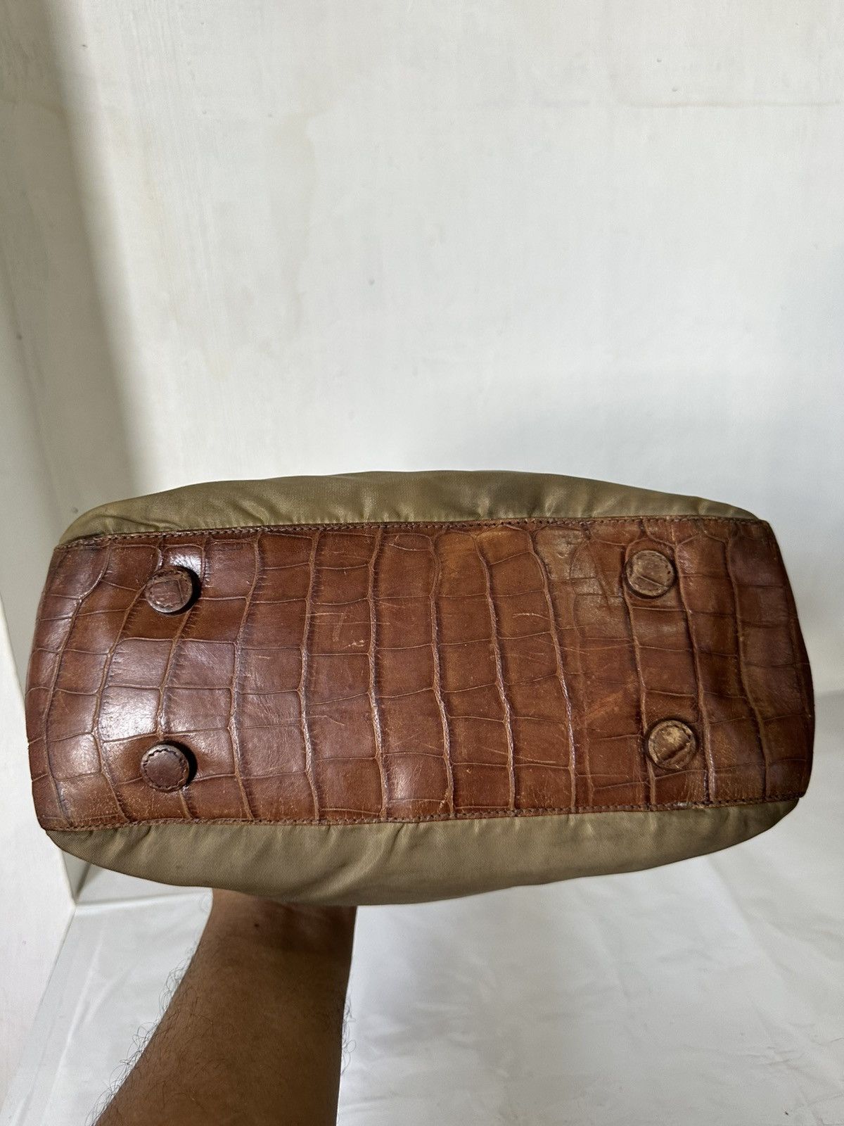 Prada Vintage Prada Handbag Croco Leather and Nylon Tessuto bag Size ONE SIZE - 14 Thumbnail