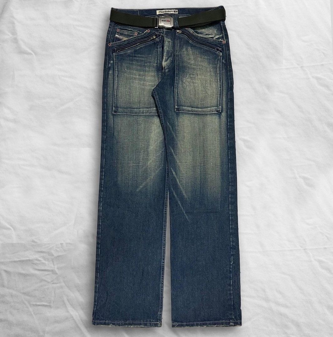 Diesel × Jean × Vintage Y2K Diesel Relaxed Double Thigh Front Pocket Jeans Size US 34 / EU 50 - 1 Thumbnail