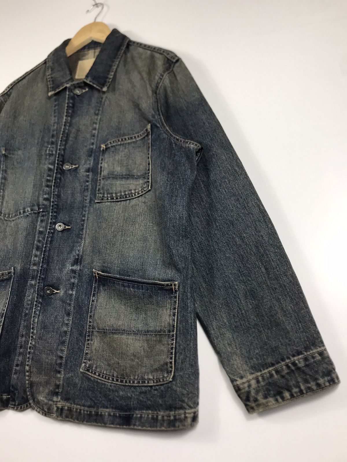 Gap × Vintage ⚡️Vintage Gap Denim Distressed Chore Workers Jacket Size US L / EU 52-54 / 3 - 3 Thumbnail