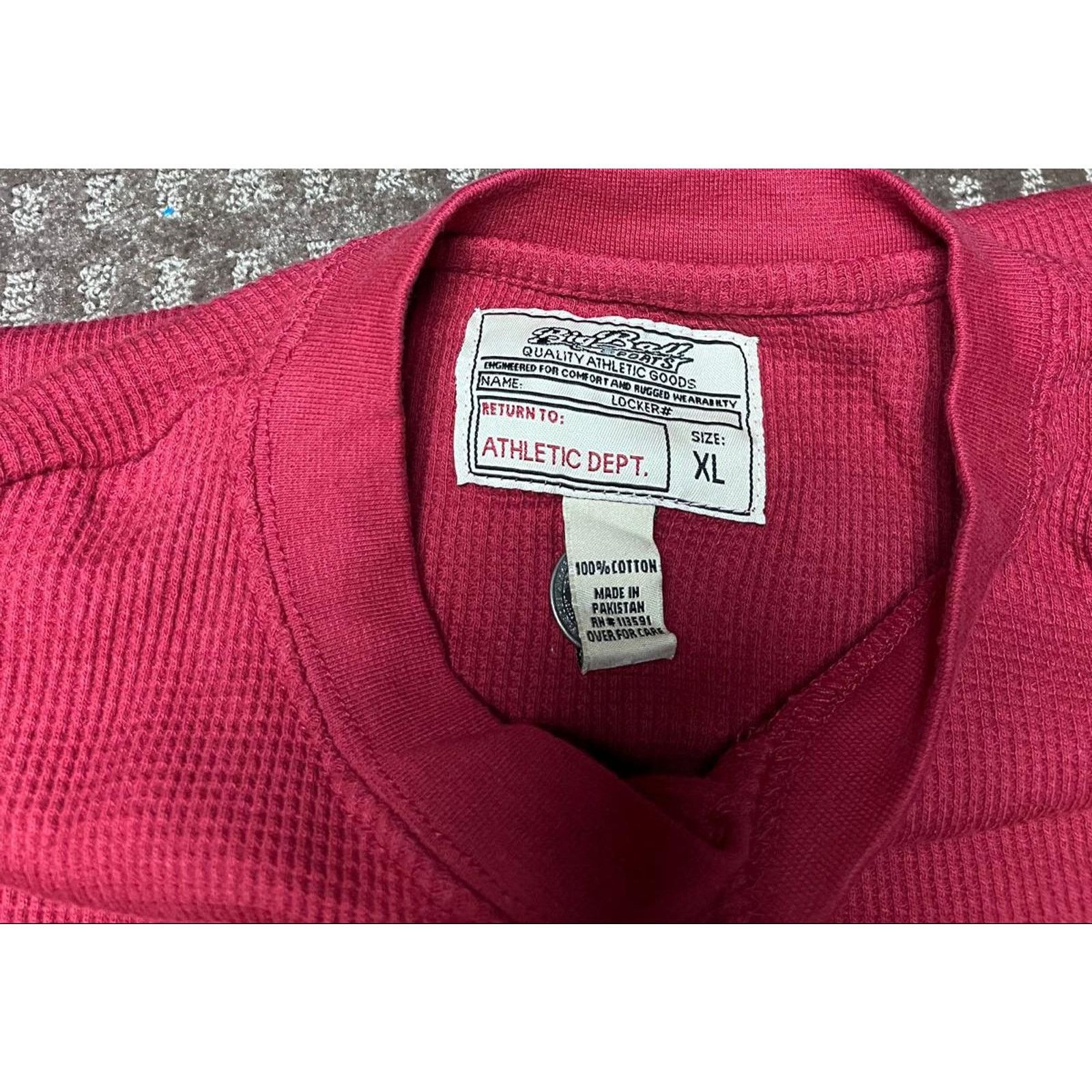 Other 👕 Big Bear Thermal Henley Sweatshirt – Red Size XL Size XL / US 12-14 / IT 48-50 - 3 Thumbnail