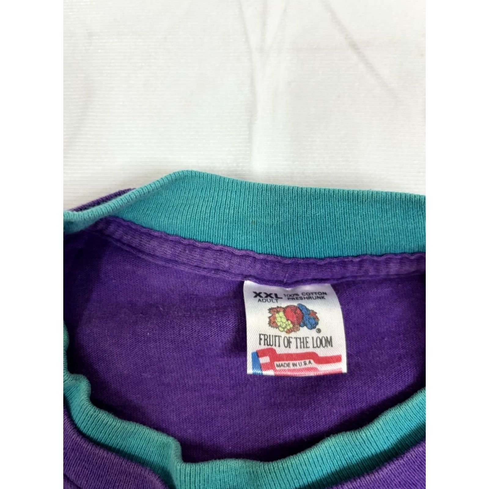 Fruit Of The Loom Fruit Of The Loom Double Collar T Shirt Men’s 2XL Purple USA Stitch Short Sleeve Shirt Mens XXL Purple USA Size US XXL / EU 58 / 5 - 2 Thumbnail