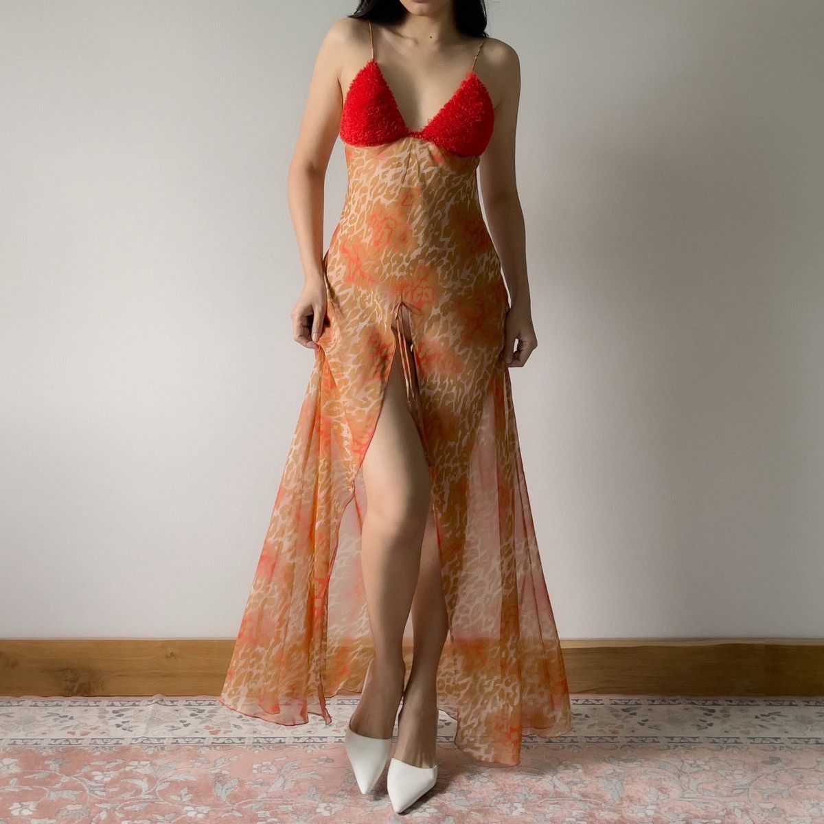 Victoria's Secret Victoria’s Secret Leopard Chiffon Slip Dress (M–L) Size L / US 10 / IT 46 - 2 Thumbnail