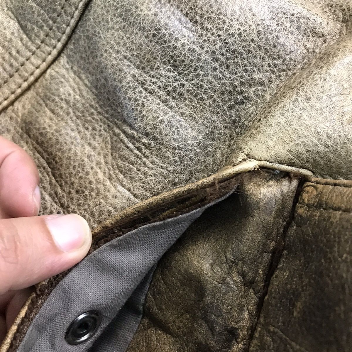 Other LEATHER JACKET DOUBLE COLLAR BROWN FADED BIKER JACKET Size US M / EU 48-50 / 2 - 16 Thumbnail