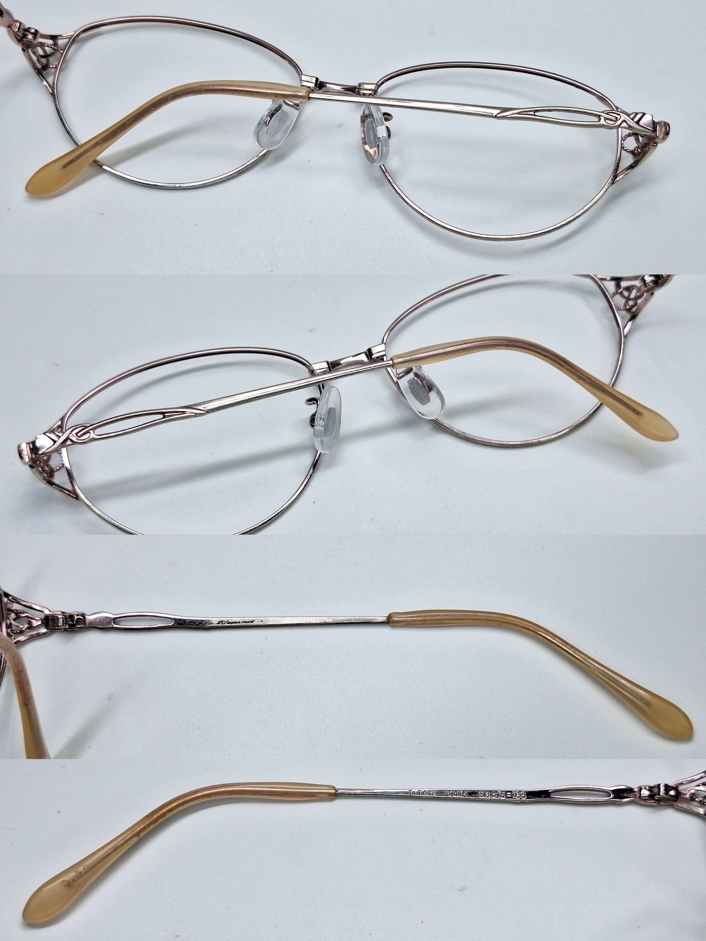Other 00s Japan Vintage T415 Pink Gold Amber Titanium Frame Size ONE SIZE - 4 Thumbnail