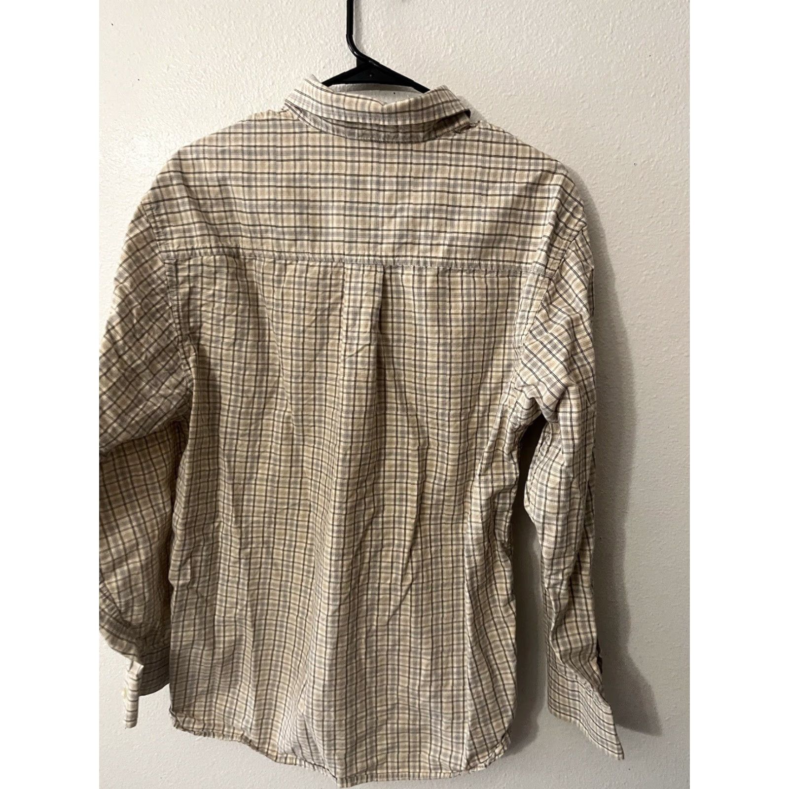 Izod VINTAGE IZOD Button-Down Shirt Mens Large Beige Sueded Poplin Plaid Long Sleeve Size US L / EU 52-54 / 3 - 3 Thumbnail