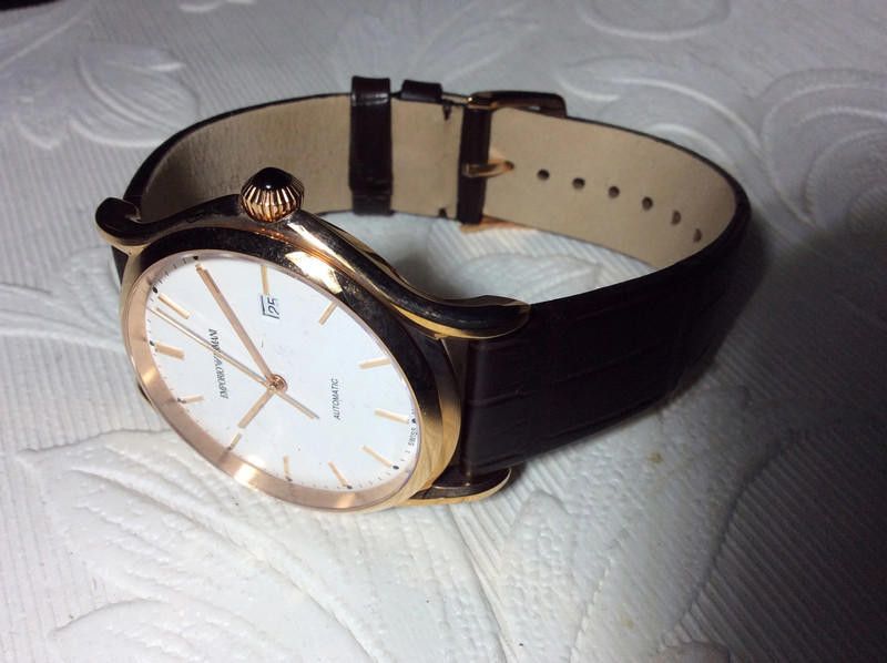 Emporio Armani Emporio Armani men's automatic brown leather strap watch Size ONE SIZE - 6 Thumbnail