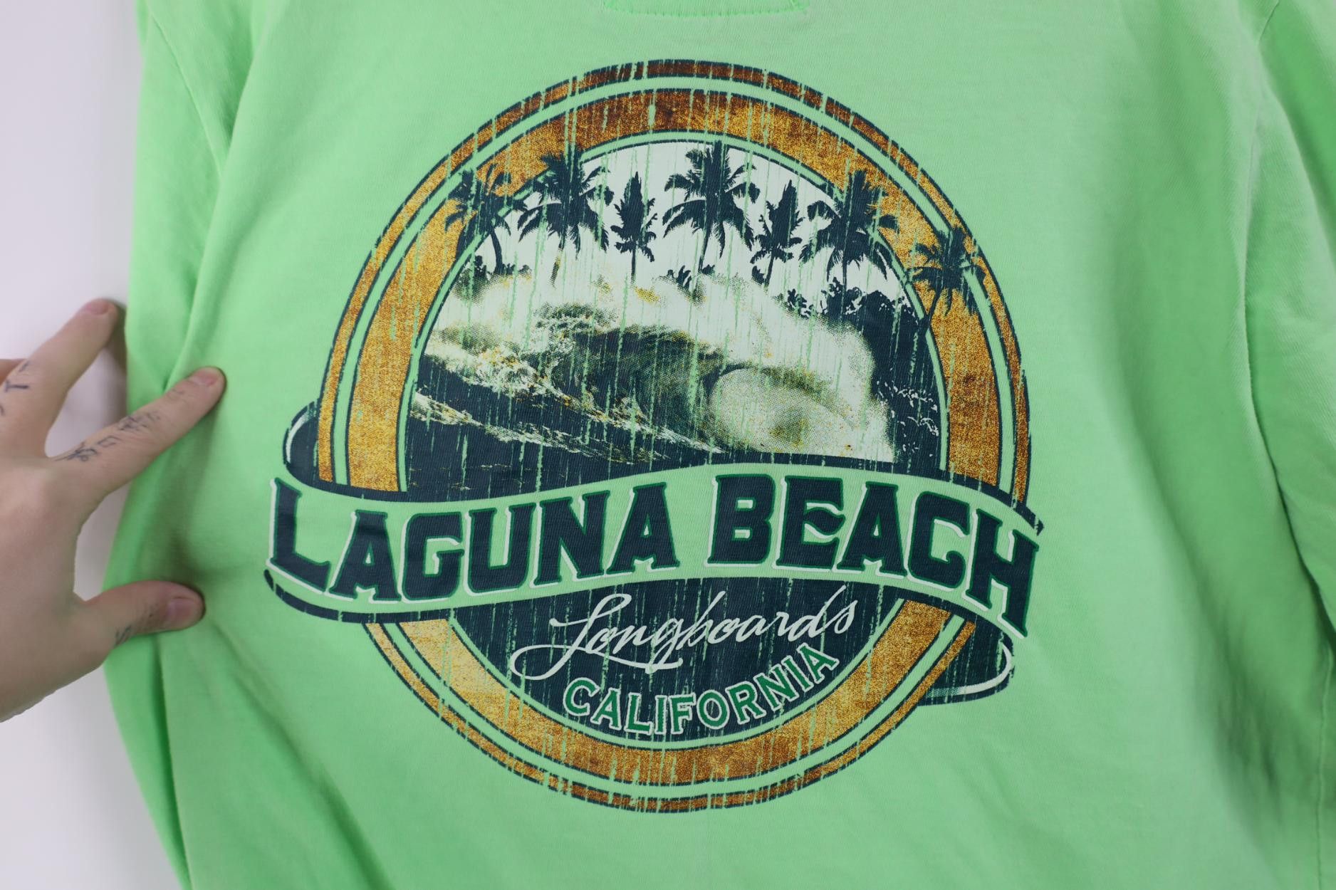 Vintage Y2K Streetwear Laguna Longboards Long Sleeve T-Shirt Green Size US M / EU 48-50 / 2 - 9 Thumbnail