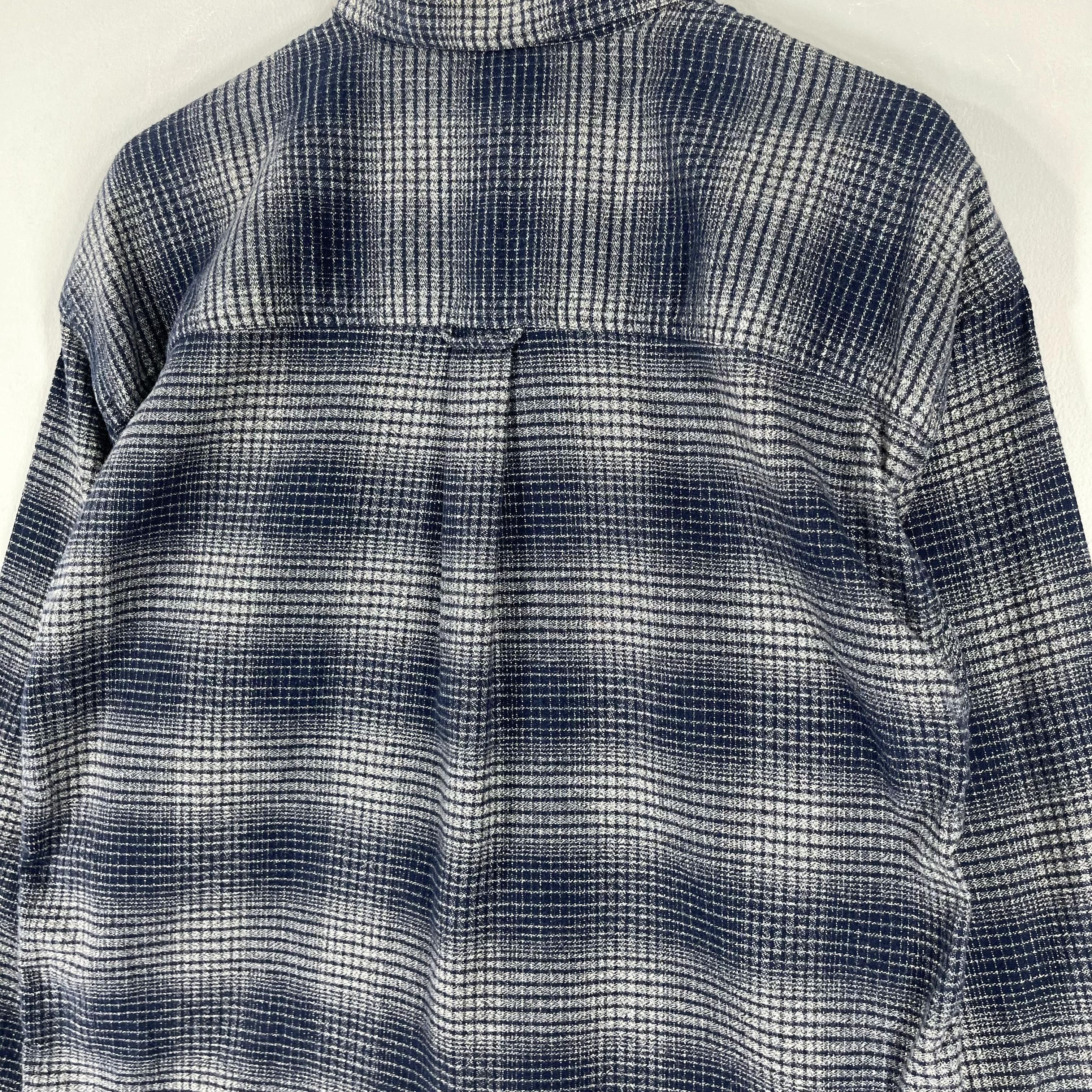 Flannel Vintage Plaid Checkered Shadow Blue Minimalist Flannel Shirt Size US M / EU 48-50 / 2 - 8 Thumbnail