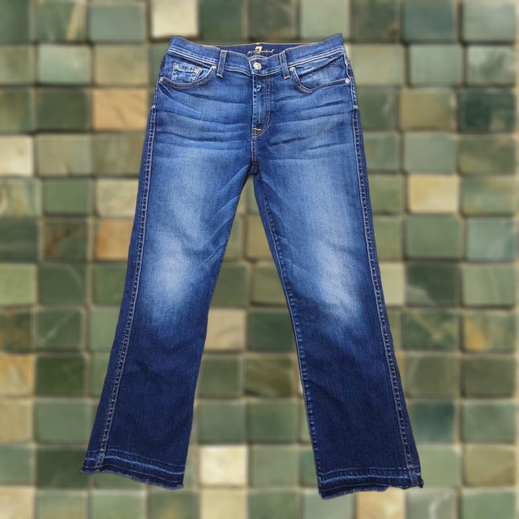 7 For All Mankind 7 For All Mankind Jeans Cropped Boot Womens 28 Dark Wash Mid Steel Blue Denim 7 For All Mankind Jeans Vintage? No Size 28" / US 6 / IT 42 - 1 Thumbnail