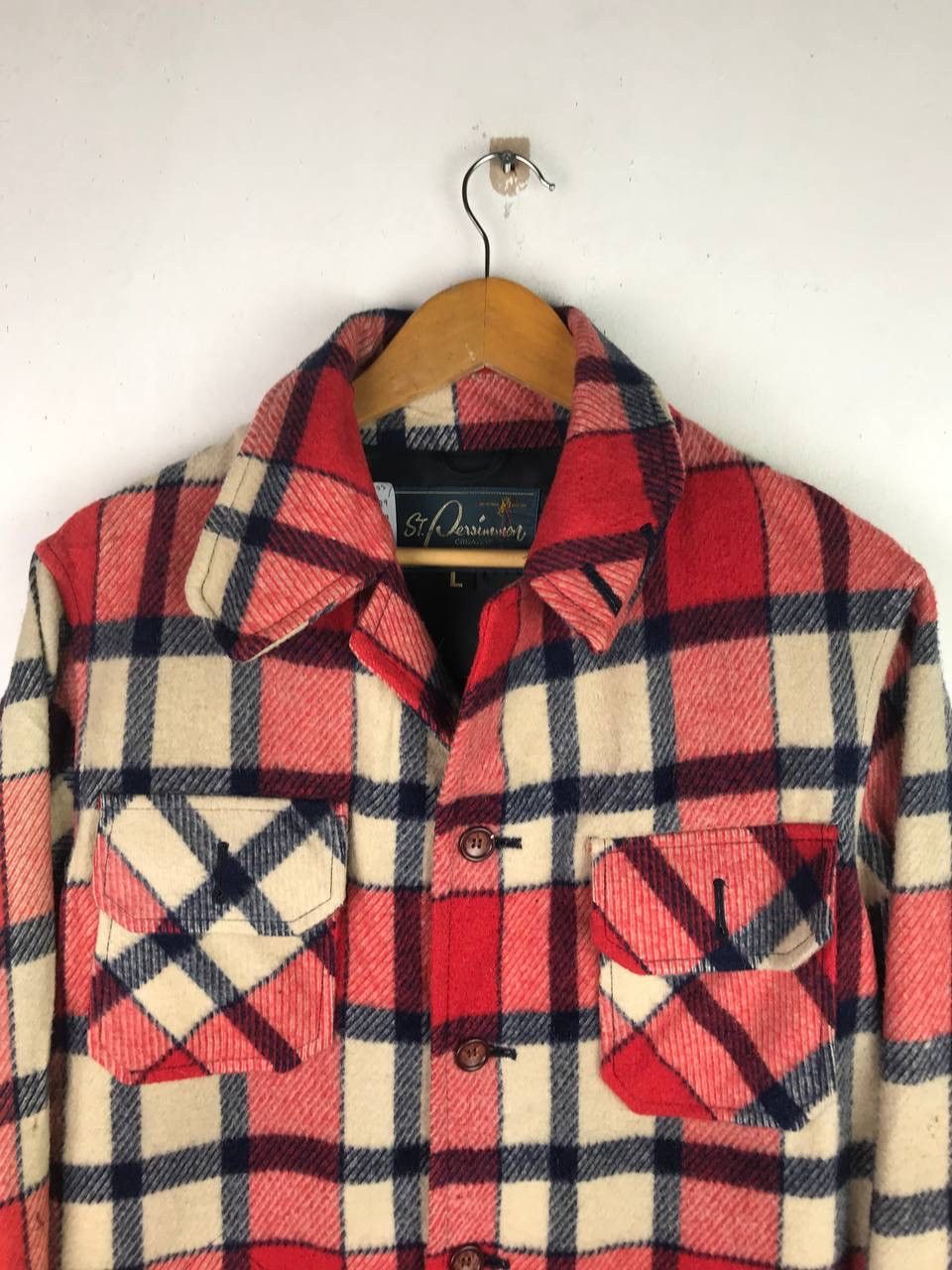 Flannel × Vintage Vintage Rare Design Checkered Box Wool Flannel Size US L / EU 52-54 / 3 - 3 Thumbnail