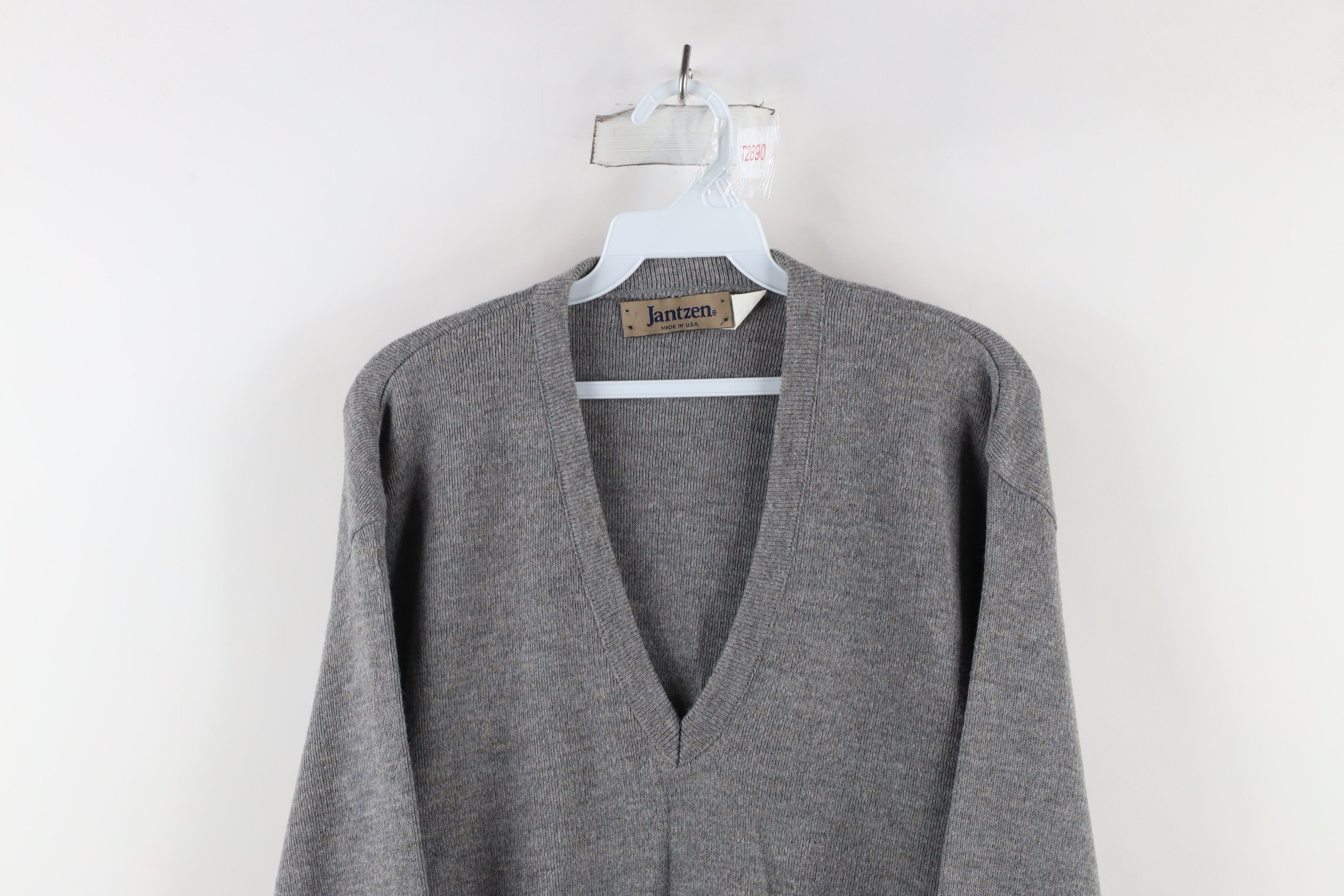 Vintage Vintage 90s Streetwear Knit V-Neck Sweater Heather Gray USA Size US XL / EU 56 / 4 - 2 Thumbnail