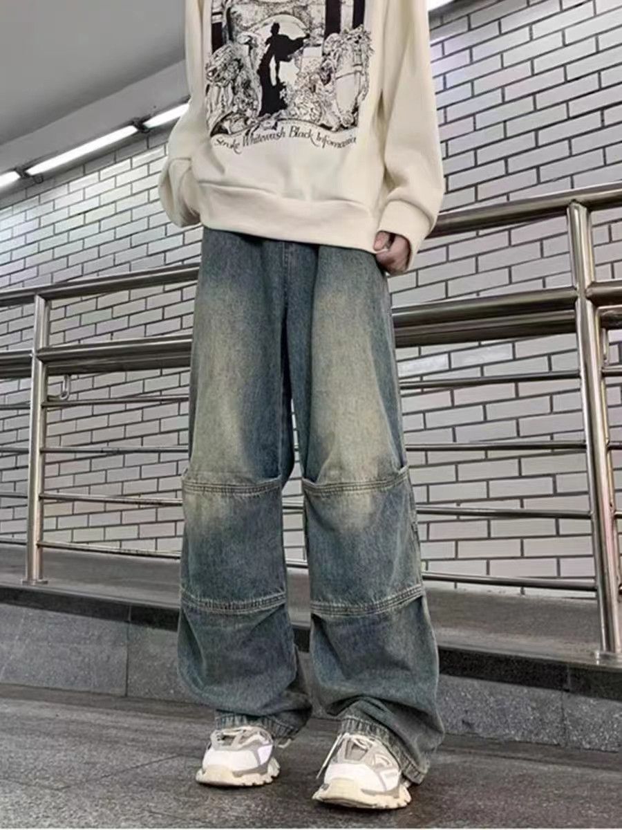 Japanese Brand × Jean Street hip-hop washed and distressed baggy jeans Size US 34 / EU 50 - 1 Thumbnail