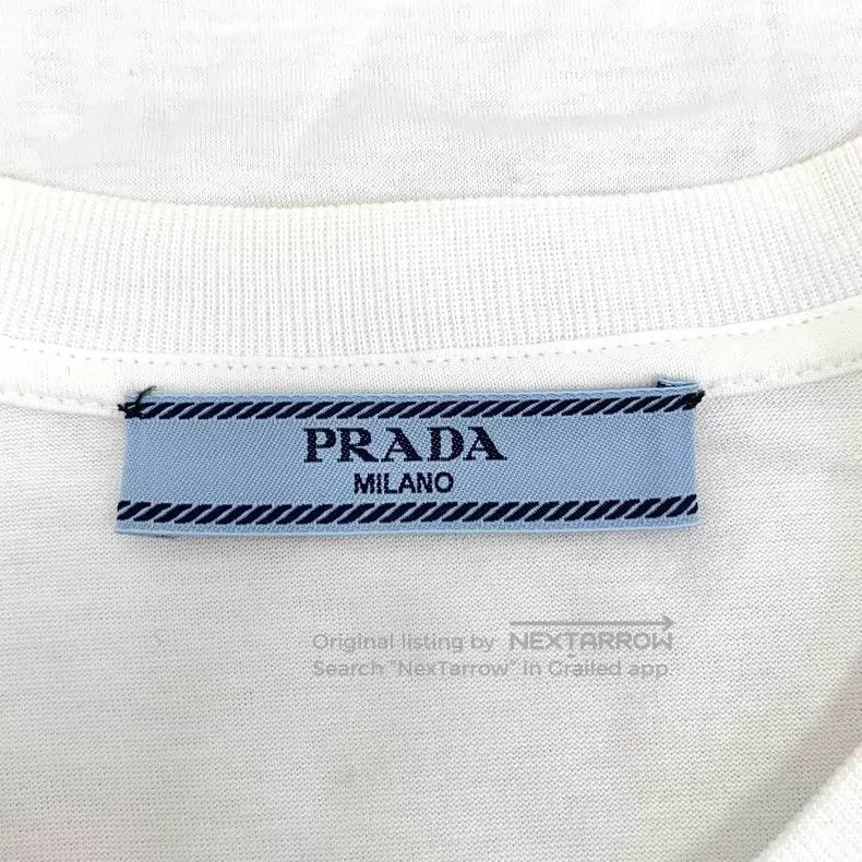 Prada Prada White logo triangle pocket round-neck cotton short-s Size US S / EU 44-46 / 1 - 6 Thumbnail