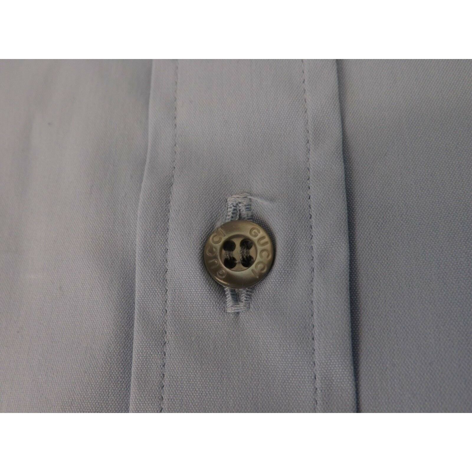 Gucci GUCCI BLUE STRETCH POPELINE COTTON SHIRT 17.5 44 # 269070 Size US S / EU 44-46 / 1 - 6 Thumbnail