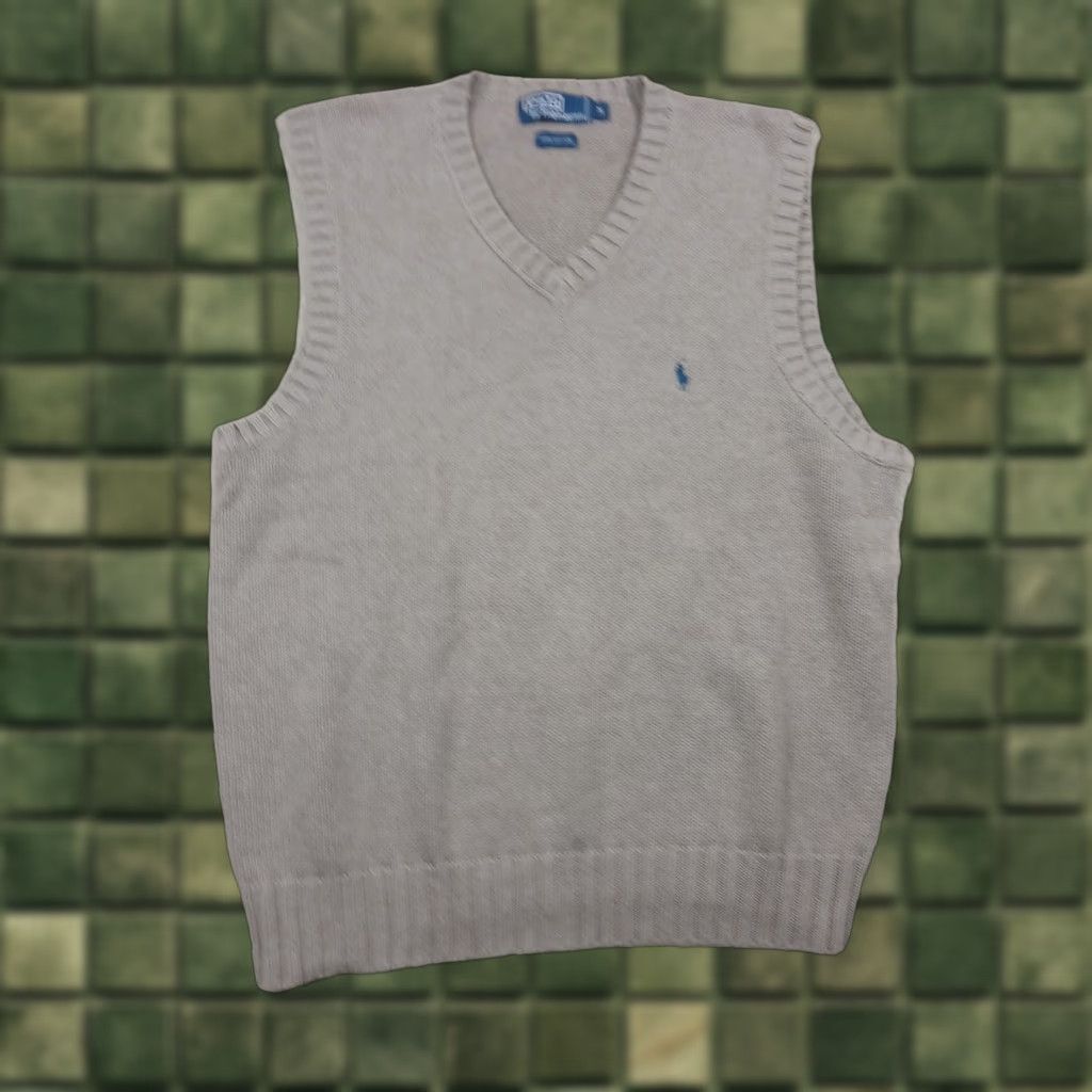 Polo Ralph Lauren Polo Ralph Lauren Sweater Vest Mens Medium Brown Vest Knit Cotton V-Neck Pockets Logo All Seasons Casual Golf Authentic Mens Size US M / EU 48-50 / 2 - 1 Thumbnail