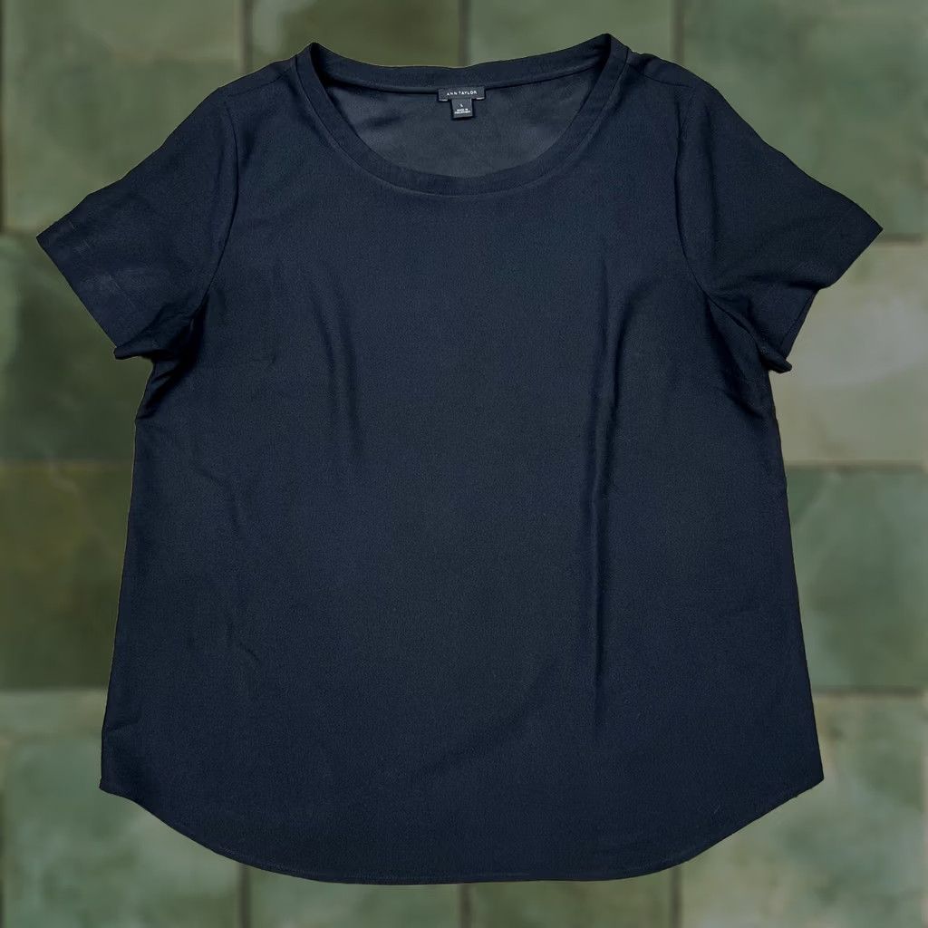 Ann Taylor Ann Taylor Blouse Womens Large Black Lightweight Shirt Casual Business Size L / US 10 / IT 46 - 1 Thumbnail