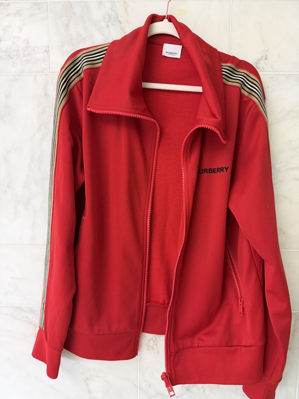 Burberry Red Burberry Tracksuit Jacket Size US L / EU 52-54 / 3 - 1 Thumbnail