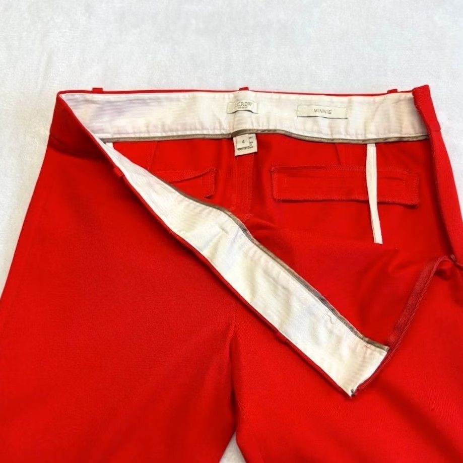 J.Crew J.CREW Minnie Ankle Pants Dress Pants Cropped Mid Rise Red Trouser Slim Fit Stretch Cotton Spandex Women's Size 4 Size 27" / US 4 / IT 40 - 3 Thumbnail