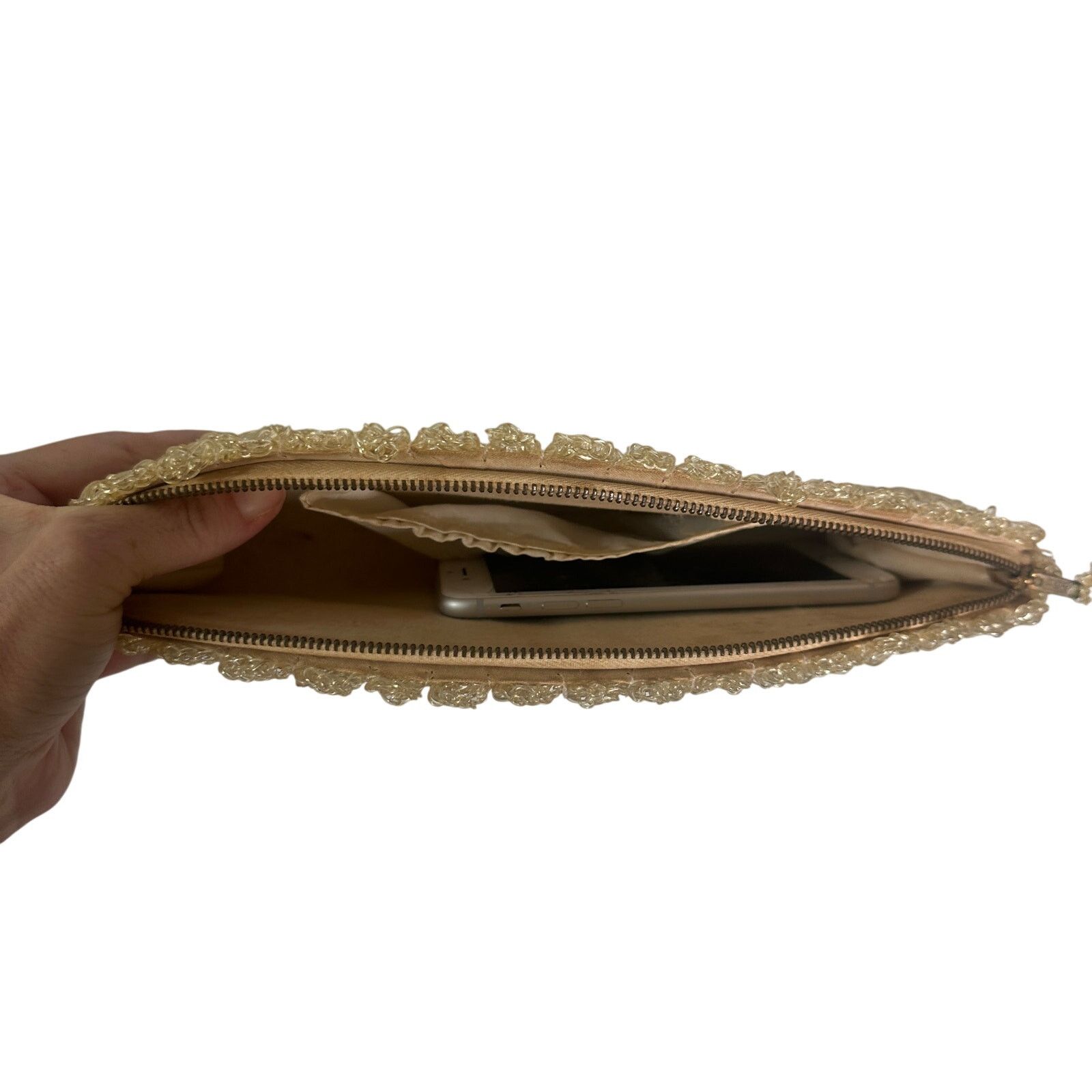 Vintage Vintage 40s Antique Champagne Cream Crochet Lucite Clutch Size ONE SIZE - 3 Thumbnail