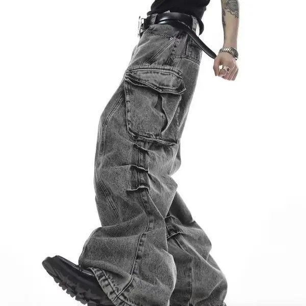Japanese Brand VIBE Vintage washed stacked design wide leg jeans Size US 31 - 2 Thumbnail