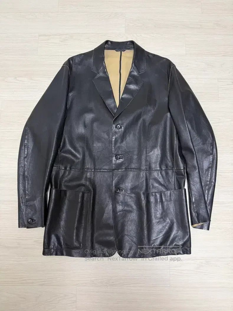 Jil Sander Jil Sander size 48 Black leather blazer Size 48R - 1 Thumbnail