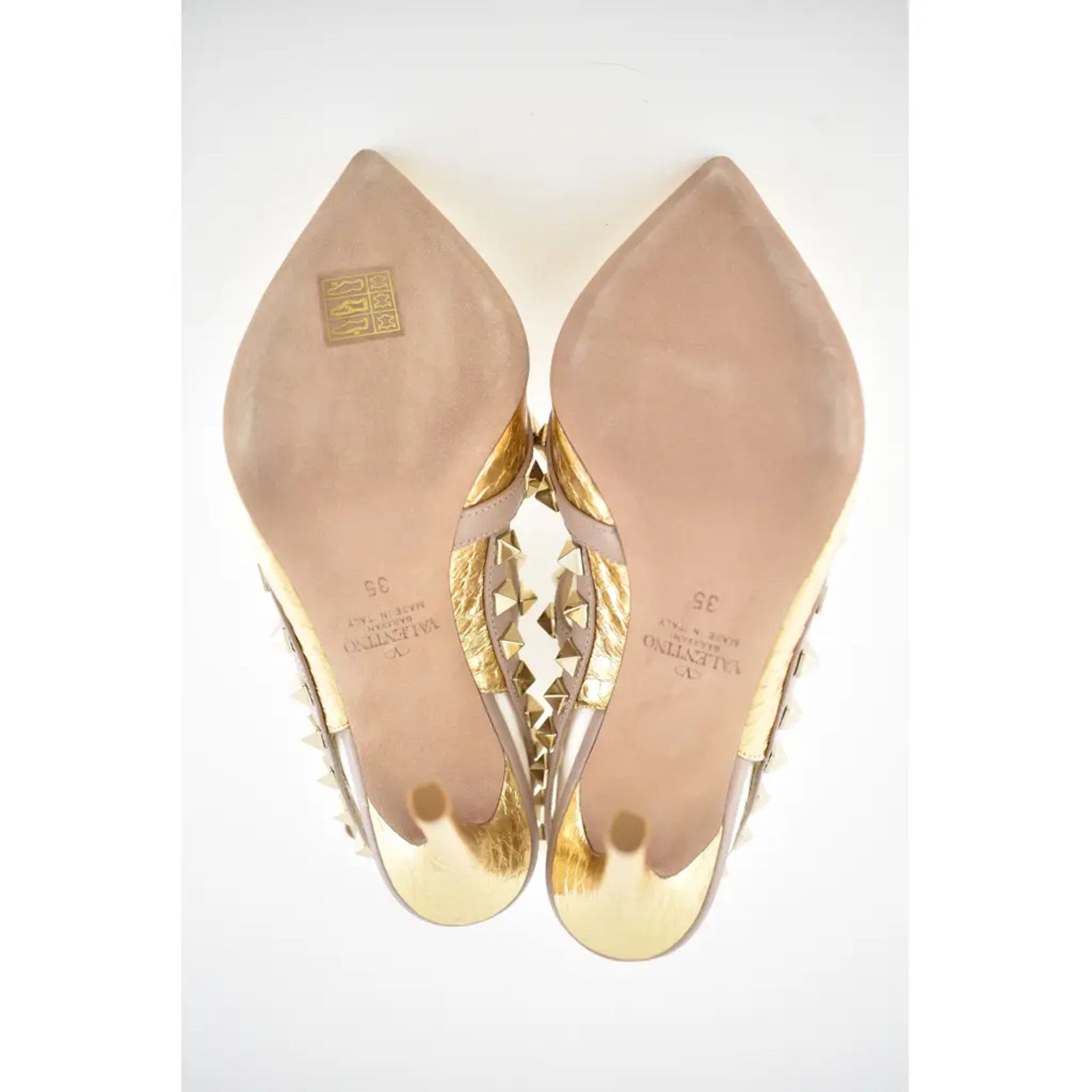 Valentino Rockstud Poudre T Ankle Strap Pointed Sandal Heel Pump 35 Size US 5 / IT 35 - 12 Thumbnail