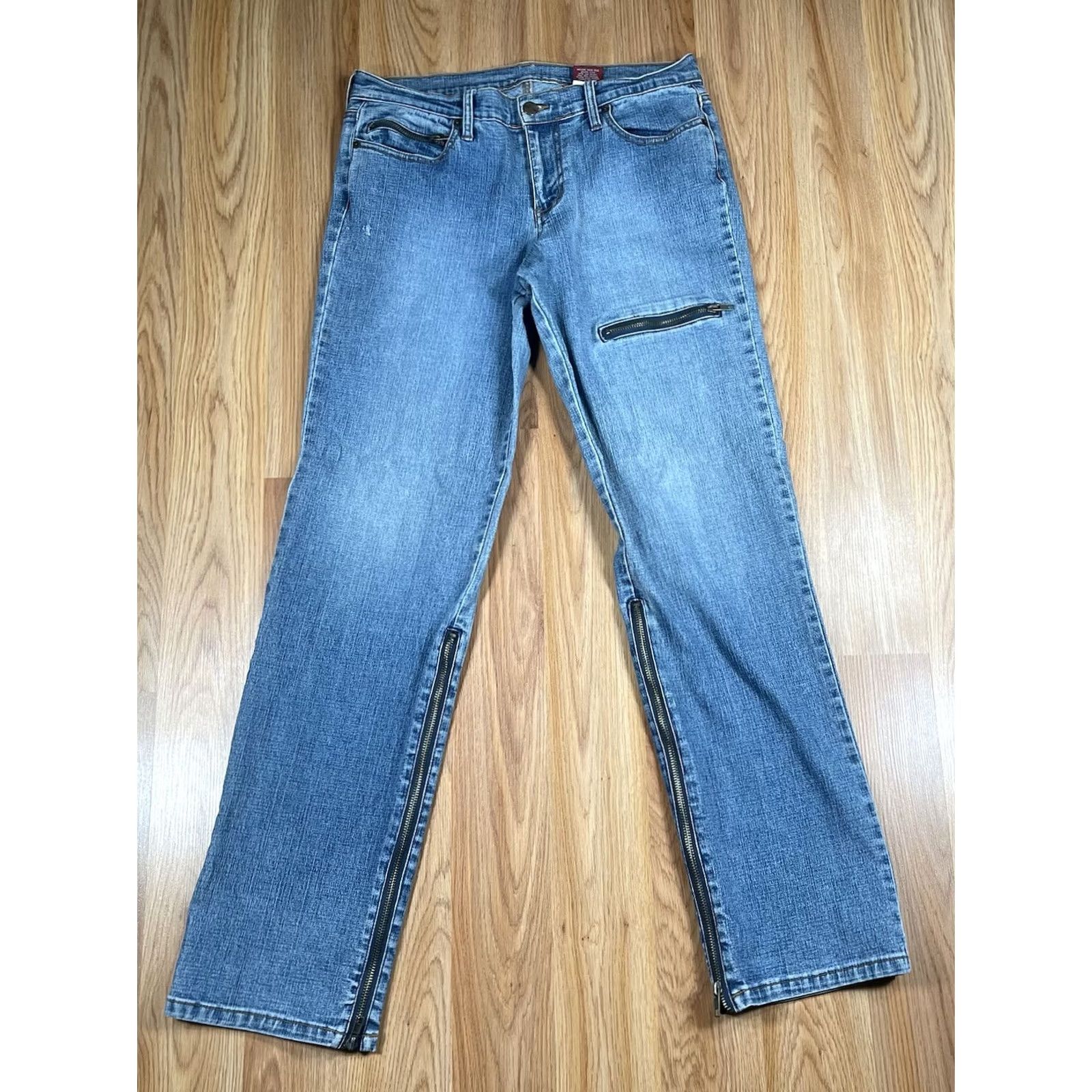 Vintage Bongo Jeans Womens 11 Straight Leg Mid Rise Stretch Zipper Blue Denim - Vintage Condition Good Size 32" / US 10 / IT 46 - 2 Thumbnail