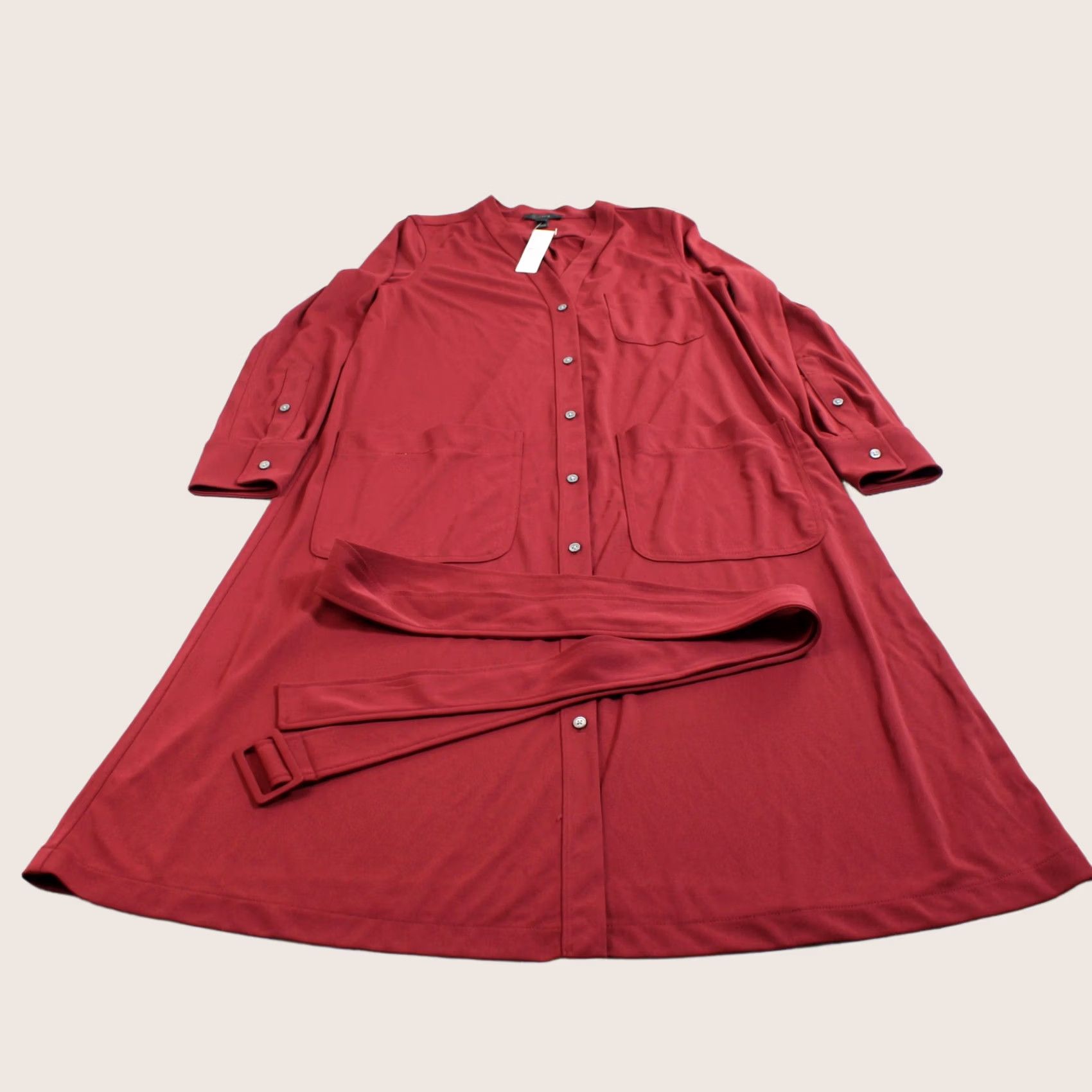 J.Crew J Crew Shirt Dress Women XS Red V Neck 3/4 Sleeve Pockets Office Lightweight Size XS / US 0-2 / IT 36-38 - 1 Thumbnail