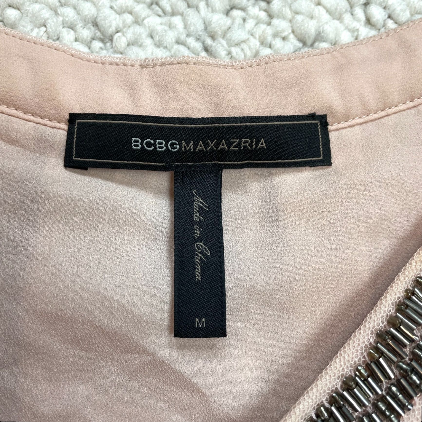 Bcbgmaxazria BCBGMAXAZRIA Blouse Top Womens Medium Pink Sleeveless Tank Round Neck Decoration Metal Casual Party/Cocktail Shirt Womens M Pink Metal Decorator Size M / US 6-8 / IT 42-44 - 3 Thumbnail