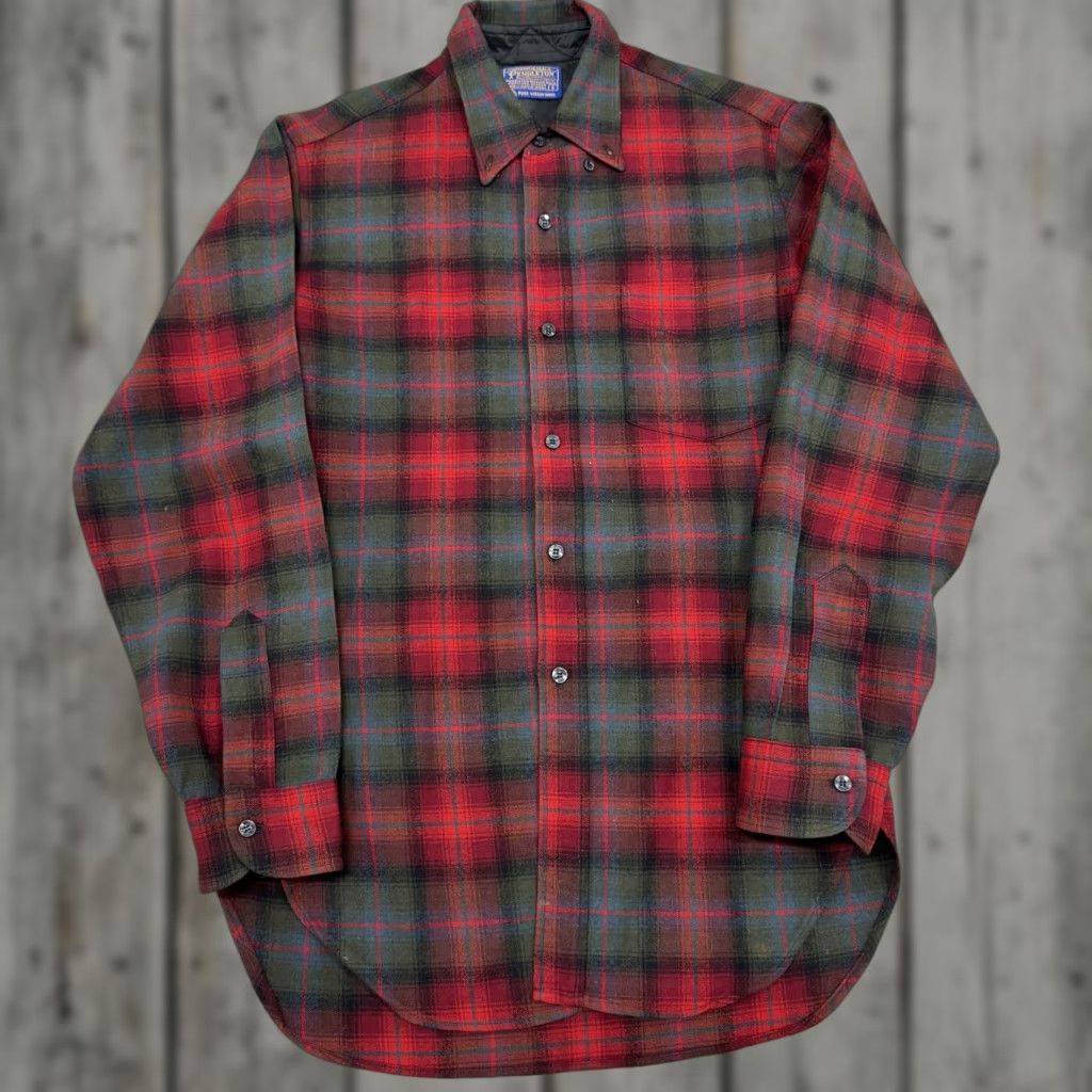 Pendleton VINTAGE Pendleton Shirt Shadow Plaid Wool Flannel Mens Small Red Long Sleeve Button-Up Size US S / EU 44-46 / 1 - 1 Thumbnail