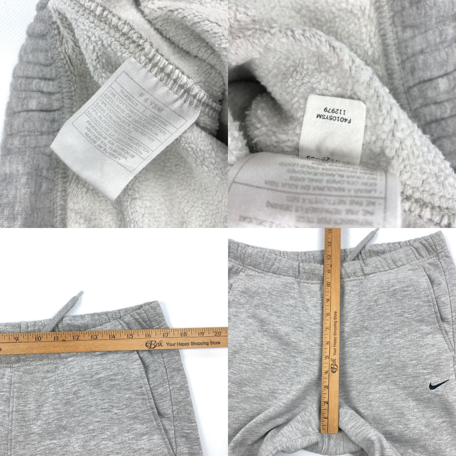 Nike Nike Men's Track Pants Fleece Cotton Blend Gray Heather 34x33 M Regular Elastic Drawstring Pockets Zip Athletic Gym 90s? No Vintage Mens Size US 31 - 8 Thumbnail
