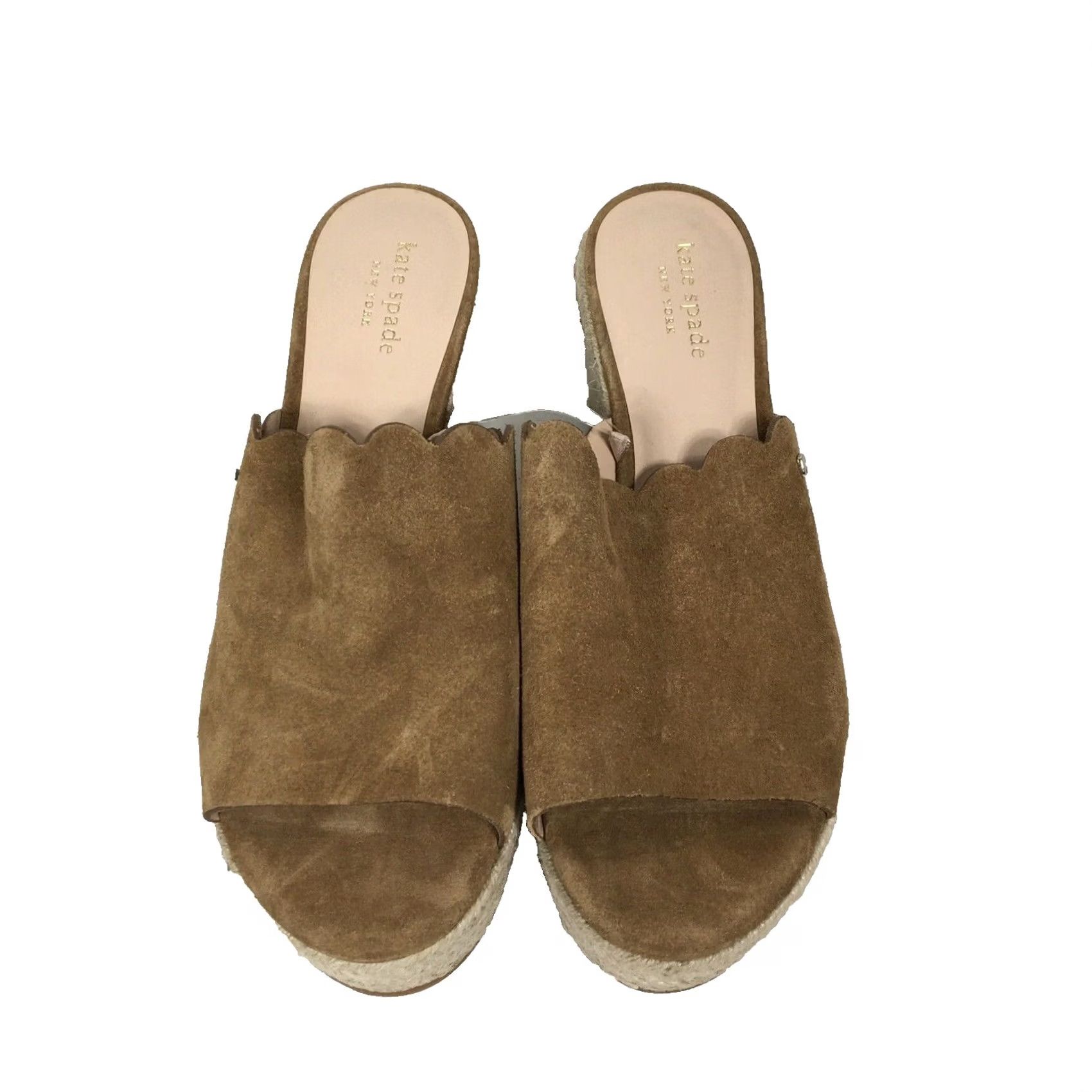 Vintage KATE SPADE Toby Espadrille Wedge Brown Suede Size 8.5 New Scalloped Platform Heel Wedges Size US 9 / IT 39 - 3 Thumbnail