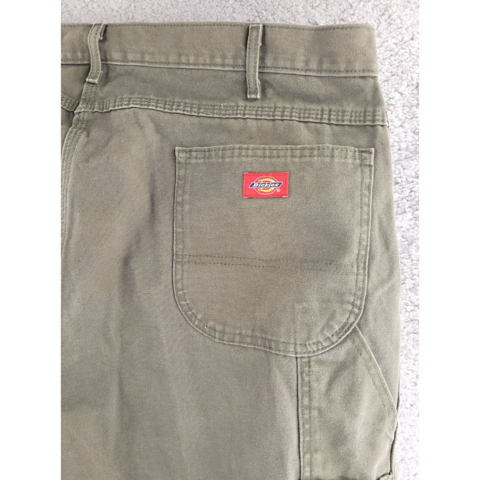Dickies Dickies Canvas Carpenter Pants Mens 42x32 Olive Green Cotton Army Workwear Size US 42 / EU 58 - 3 Thumbnail
