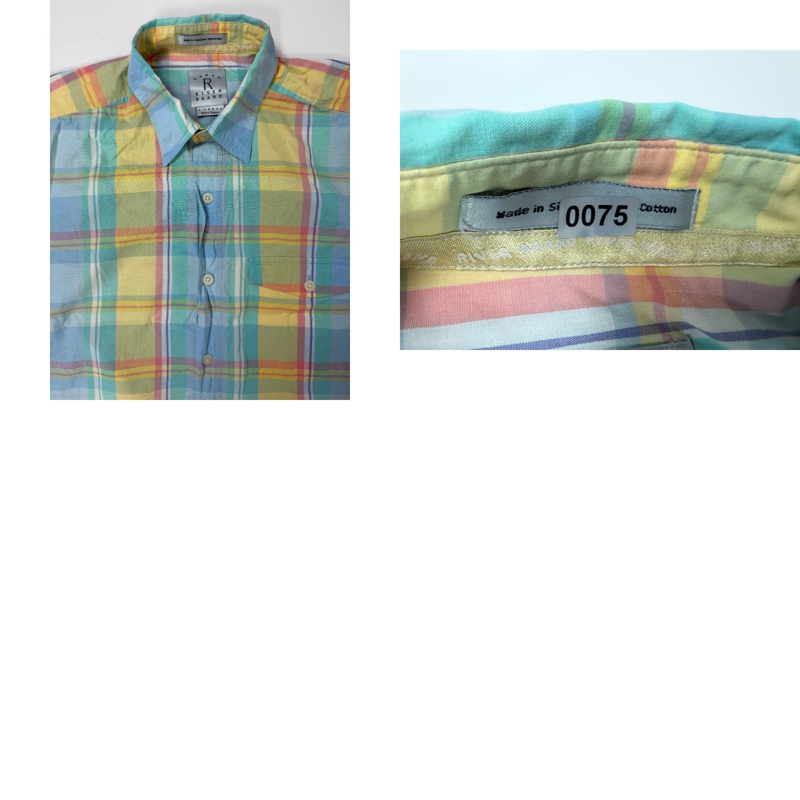 Arrow Vintage 90s Button Up Shirt Men XL Yellow Blue Casual Travel River Washed Cotton Mens Size US XL / EU 56 / 4 - 10 Thumbnail