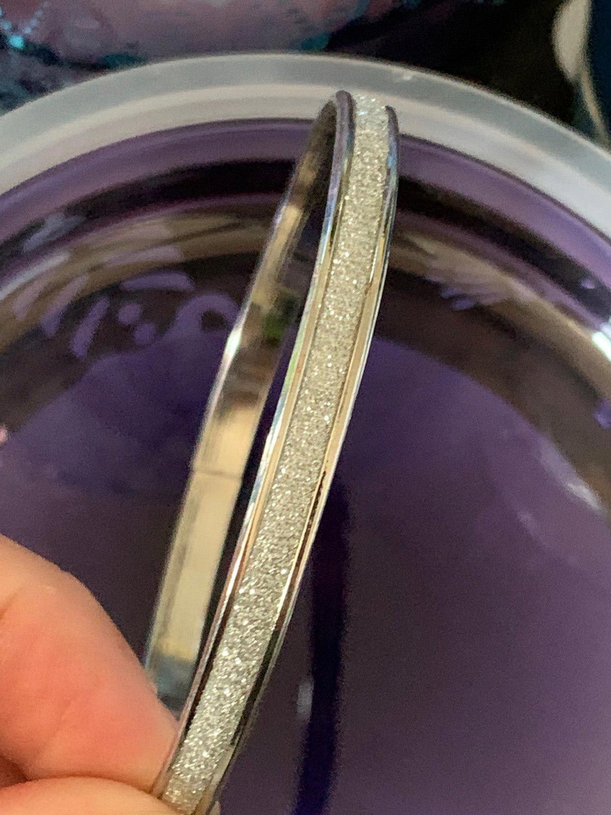Designer Elegant Silver Textured Bangle Bracelet Size ONE SIZE - 1 Thumbnail