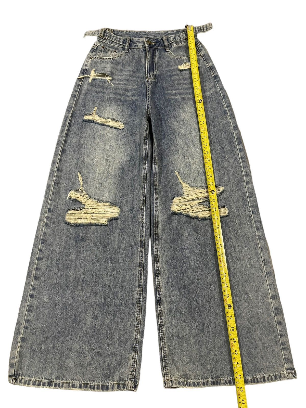 Japanese Brand Vintage Japanese Brand Adjustable Waist Distress Baggy Jeans Size 26" / US 2 / IT 38 - 9 Thumbnail