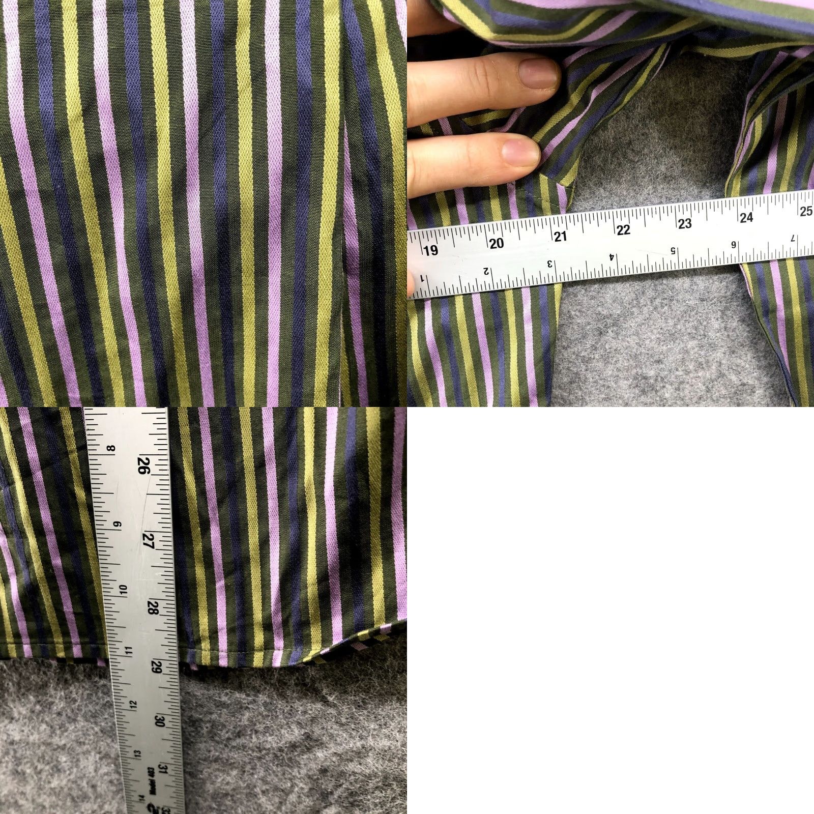 Gap GAP Dress Shirt Mens S 14-14.5 Purple Green Stripe Button Up Long Sleeve Cotton Size 36R - 8 Thumbnail