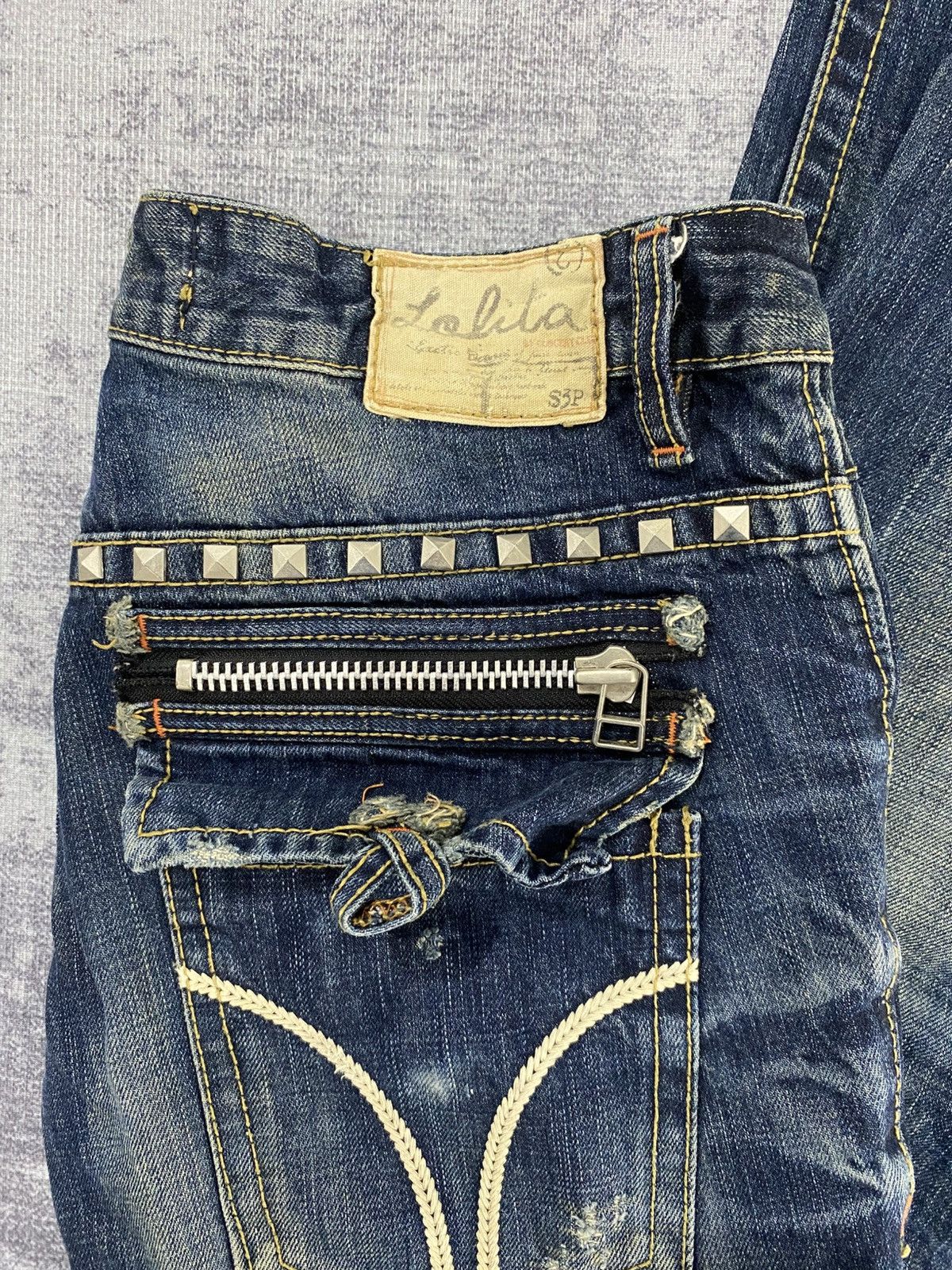 Japanese Brand y2k lolita jeans studded flared wash jeans Size US 30 / EU 46 - 3 Thumbnail