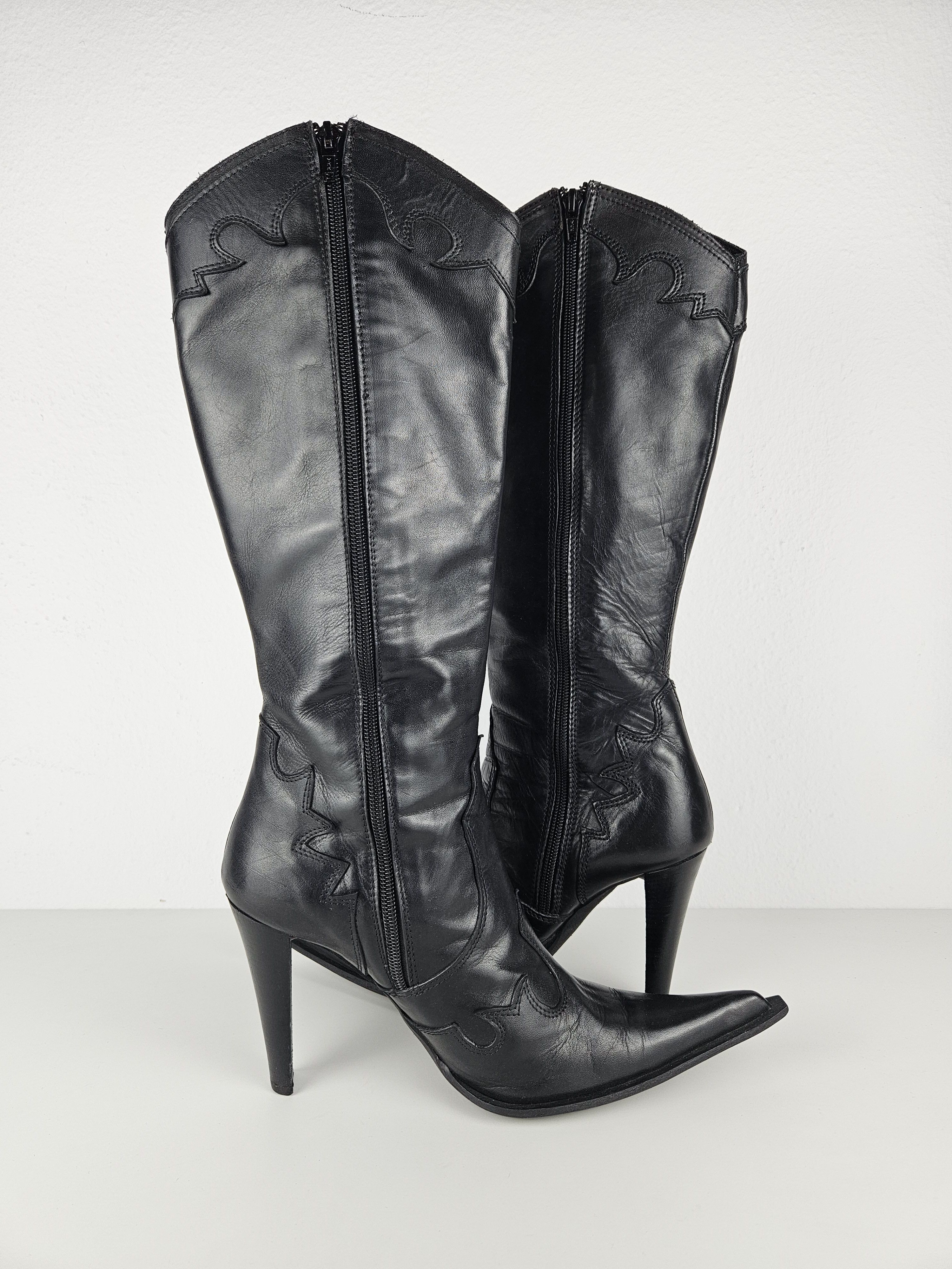 Vintage Vintage leather high heel pointed toe cowboy boots Size US 10 / IT 40 - 9 Thumbnail