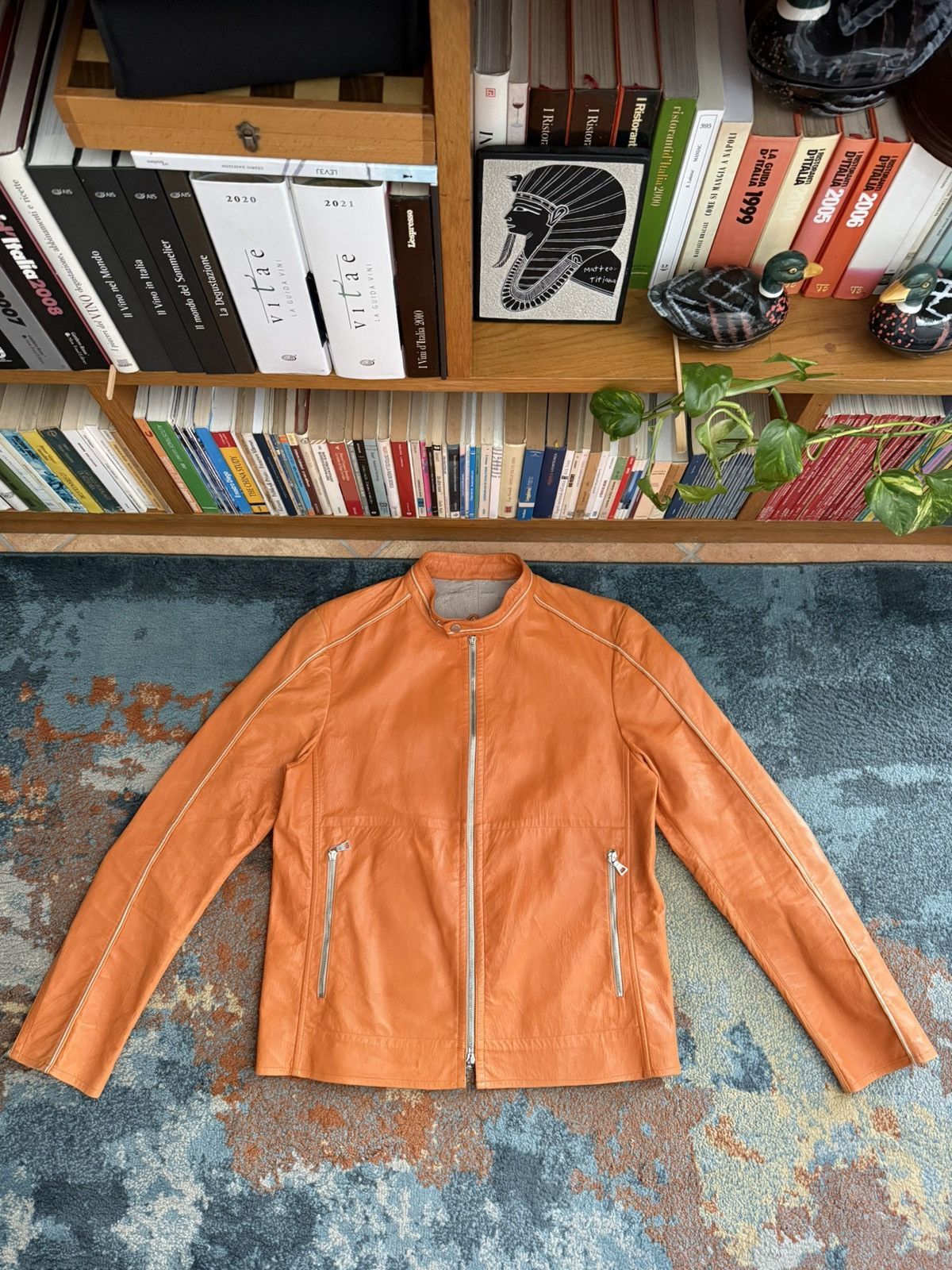 Prada Prada AW2000 Vintage Orange Y2k Biker Leather Jacket Size US M / EU 48-50 / 2 - 1 Thumbnail
