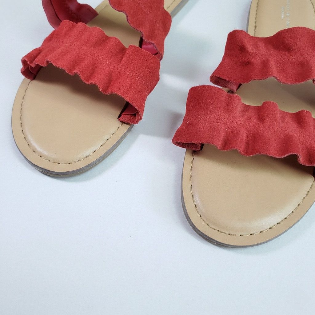 American Eagle Outfitters American Eagle Size 9 NEW Slide Sandals Flip Flops Red Suede Size US 9 / IT 39 - 5 Thumbnail
