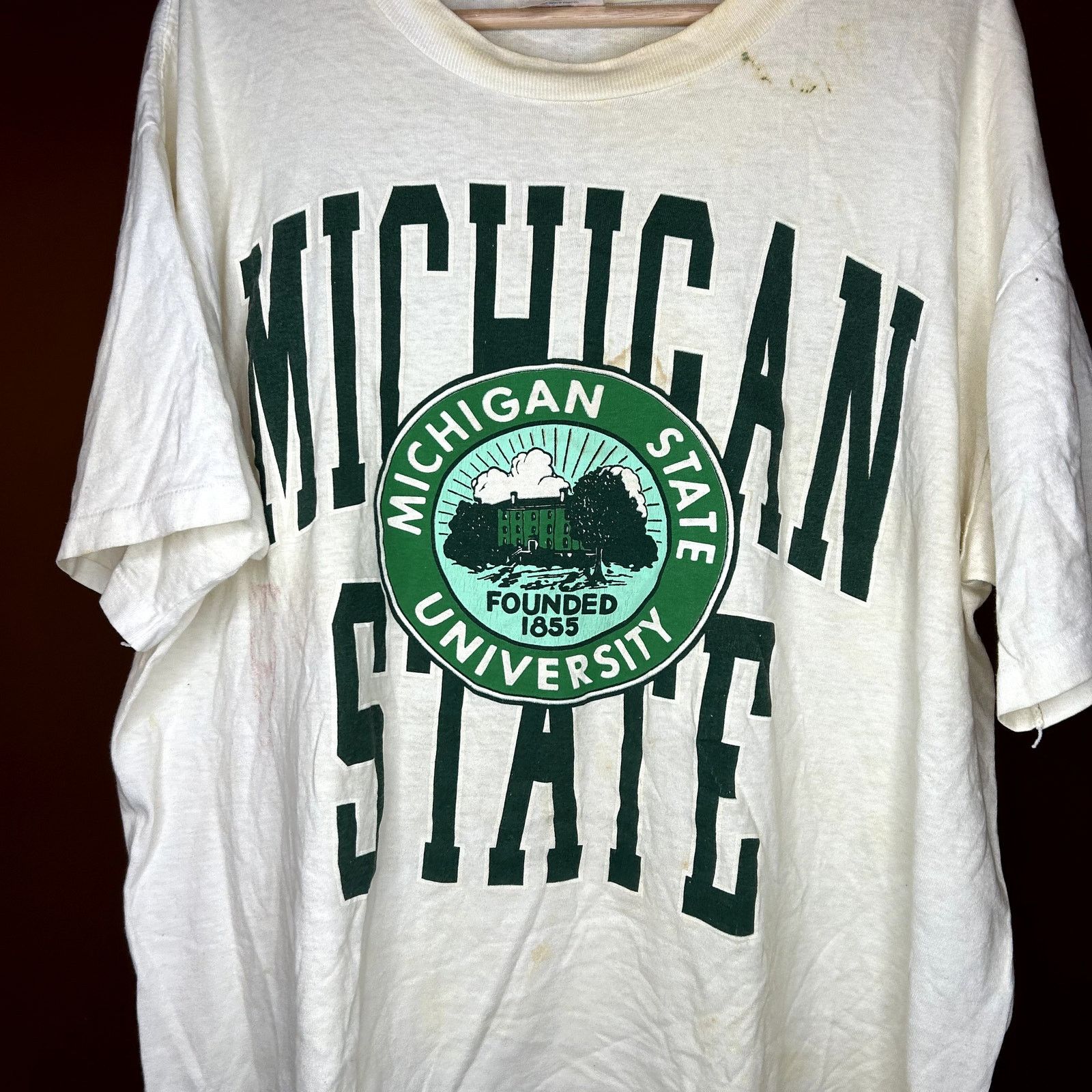 TEE JAYS × Vintage Vintage 90s Michigan State T-Shirt Super stained XL Size US XL / EU 56 / 4 - 3 Thumbnail