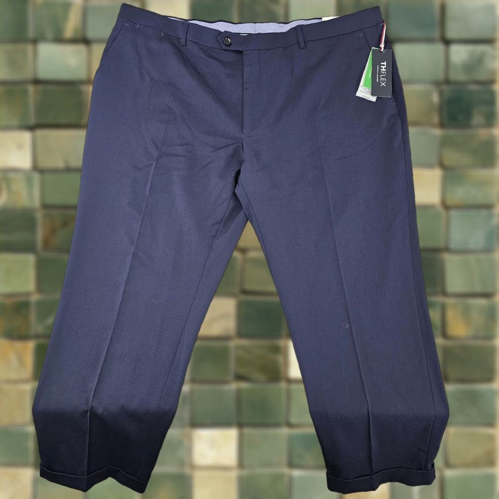 Tommy Hilfiger Tommy Hilfiger TH Flex Pants Mens 44x27 Navy Ryland Wool Stretch Dress Work Size US 44 / EU 60 - 1 Thumbnail