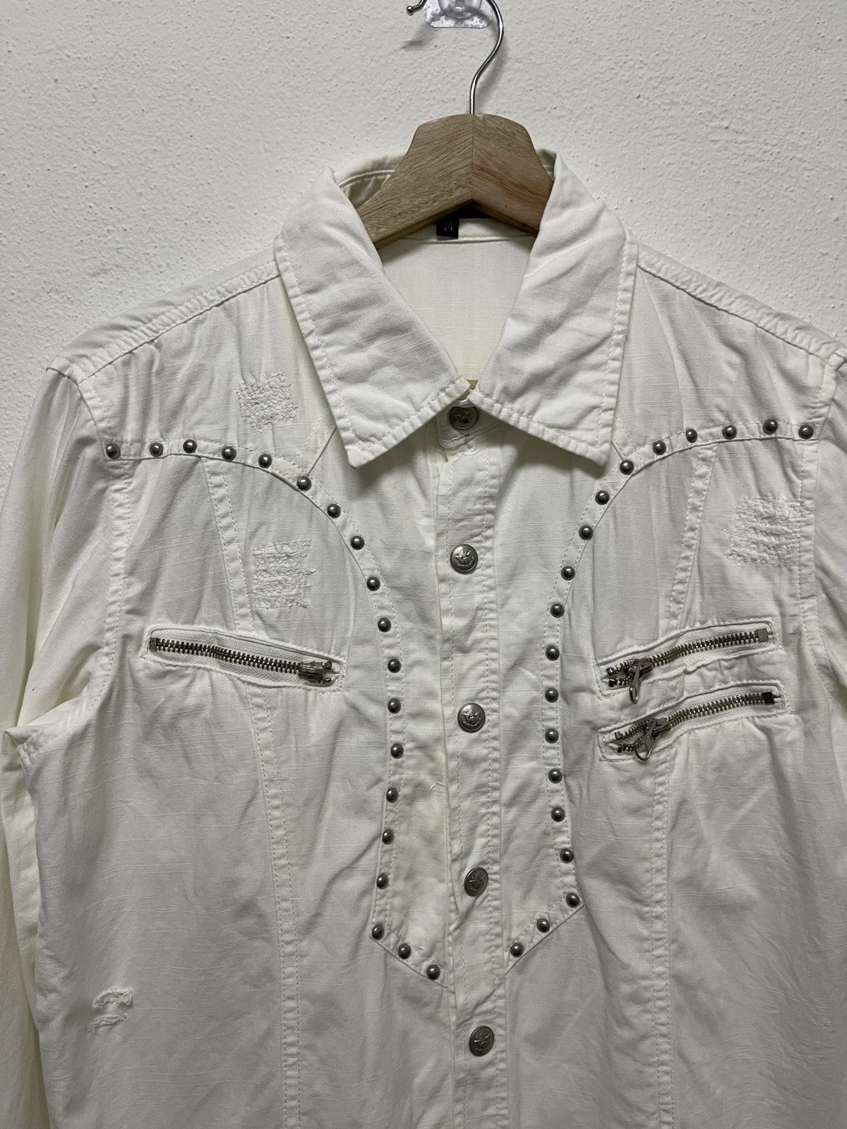 In The Attic 2000s IN THE ATTIC STUDDED WESTERN SNAP BUTTON DISTRESSED Size US M / EU 48-50 / 2 - 5 Thumbnail