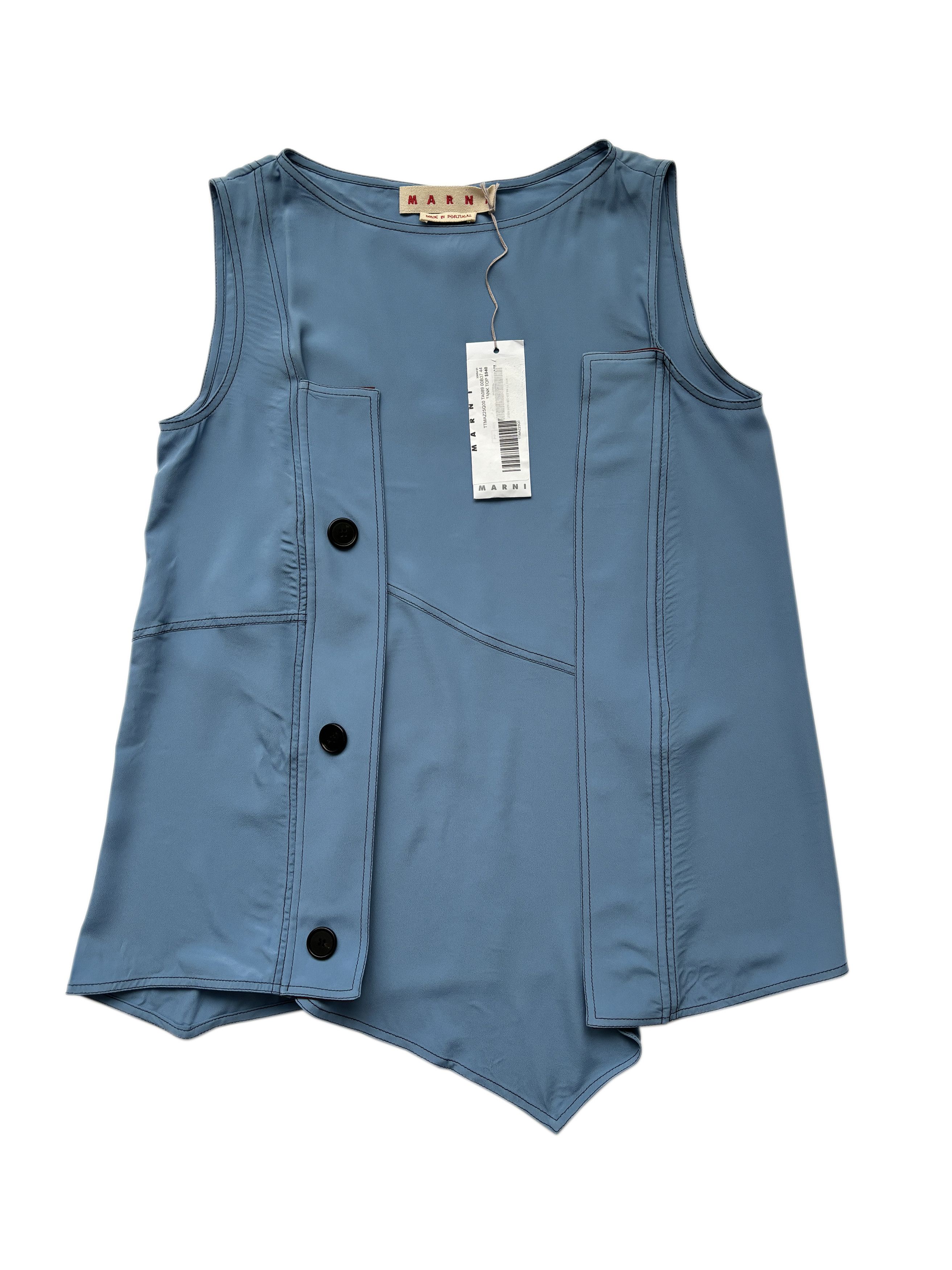 Marni ⚡️QUICK SALE⚡️Marni Blue Silk Asymmetric Tank Top Size M / US 6-8 / IT 42-44 - 1 Thumbnail