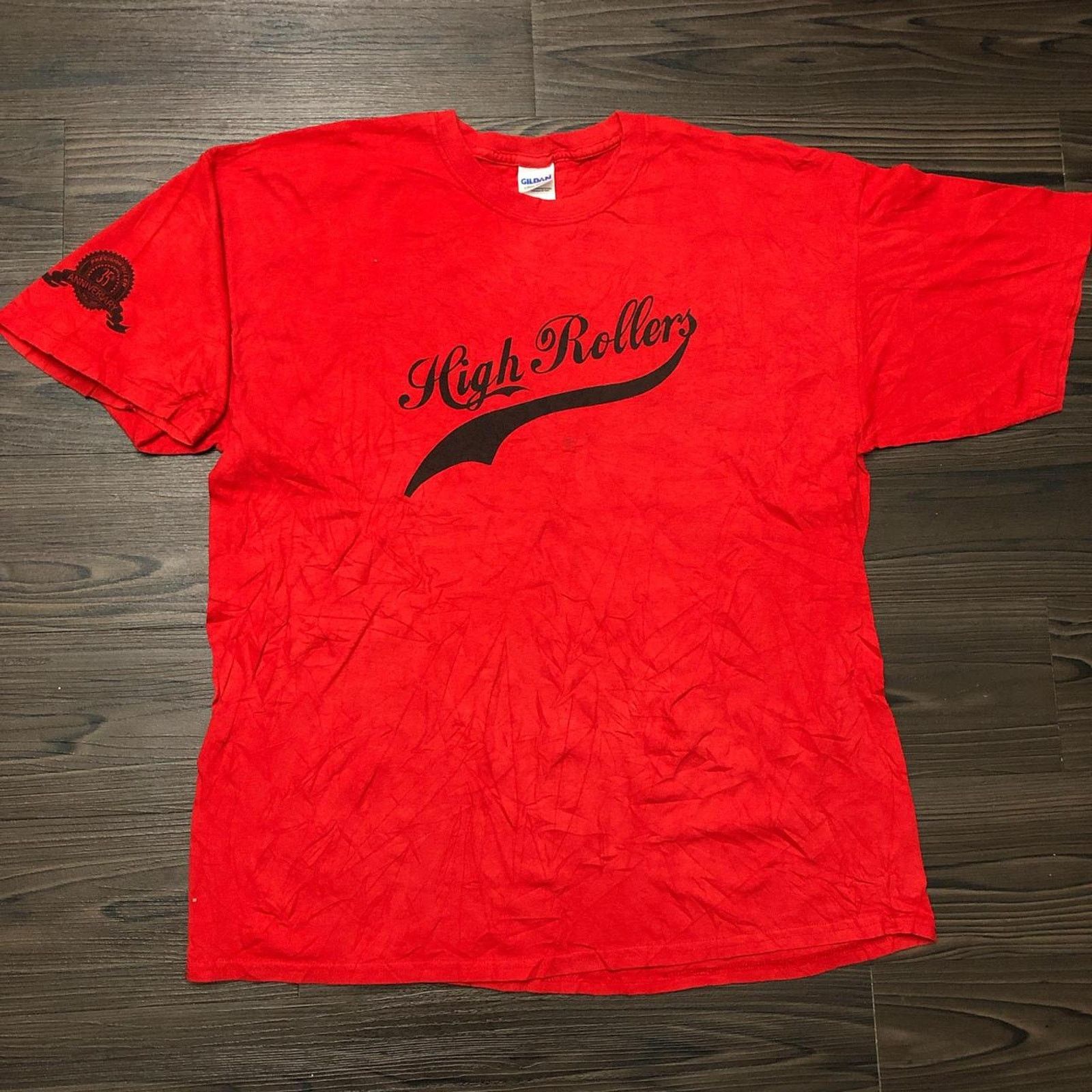 Gildan Men’s Vintage Red ‘High Rollers’ Baseball Graphic Tee Size US XL / EU 56 / 4 - 1 Thumbnail