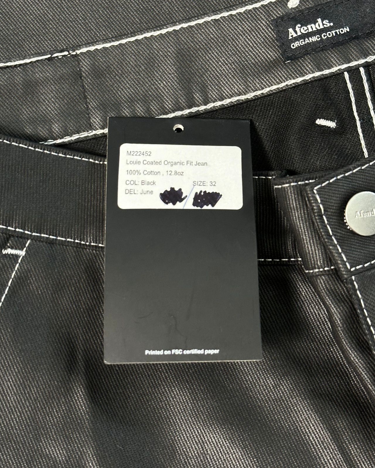 Afends NWT Sample Afends - Louie Coated Organic Black Jeans - 32x28 Size US 32 / EU 48 - 10 Thumbnail
