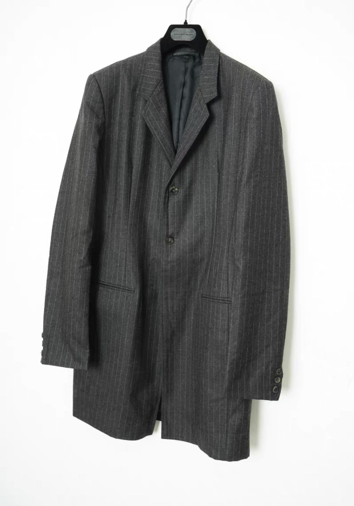 Yohji Yamamoto Yohji Yamamoto Tailored Waist Striped Wool Coat Size M / US 6-8 / IT 42-44 - 2 Thumbnail