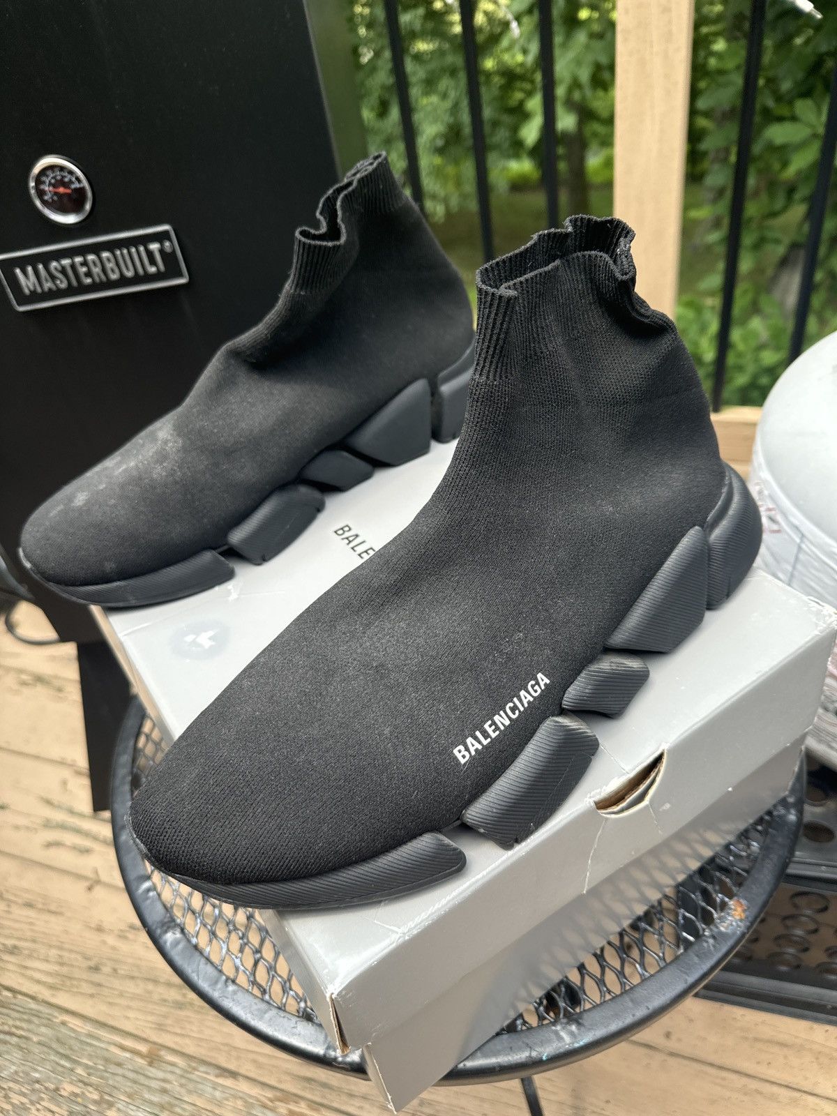Balenciaga BALENCIAGA MEN'S SPEED RECYCLED KNIT SNEAKER IN BLACK Size US 13 / EU 46 - 1 Thumbnail